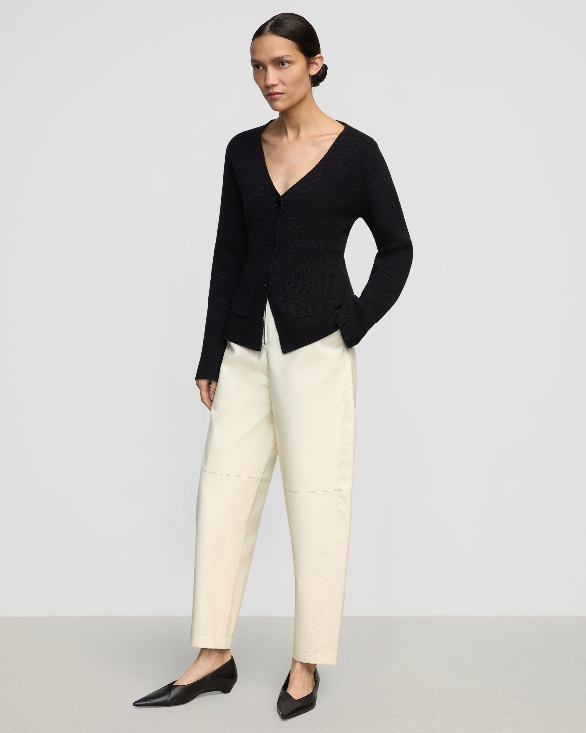 Rupa Vegan Leather Barrel Leg Pants - Women's High Waisted Wide Leg Trousers for Office & Casual Wear | Eco-Friendly Faux Leather Pants for Work, Dinner & Night Out