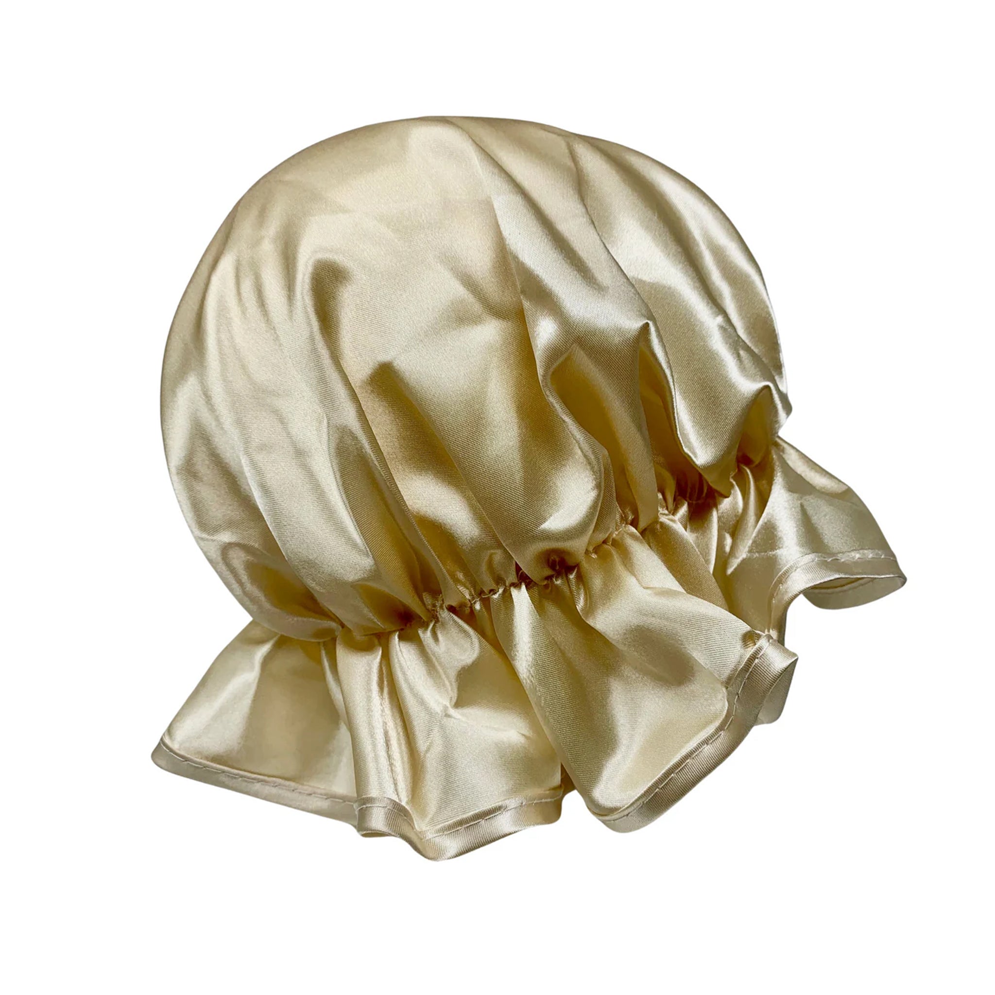 Kingsley Silky Satin Night Cap for Women - Luxury Sleep Bonnet with Gold Trim for Curly & Natural Hair - Perfect for Bedtime, Travel & Hair Protection