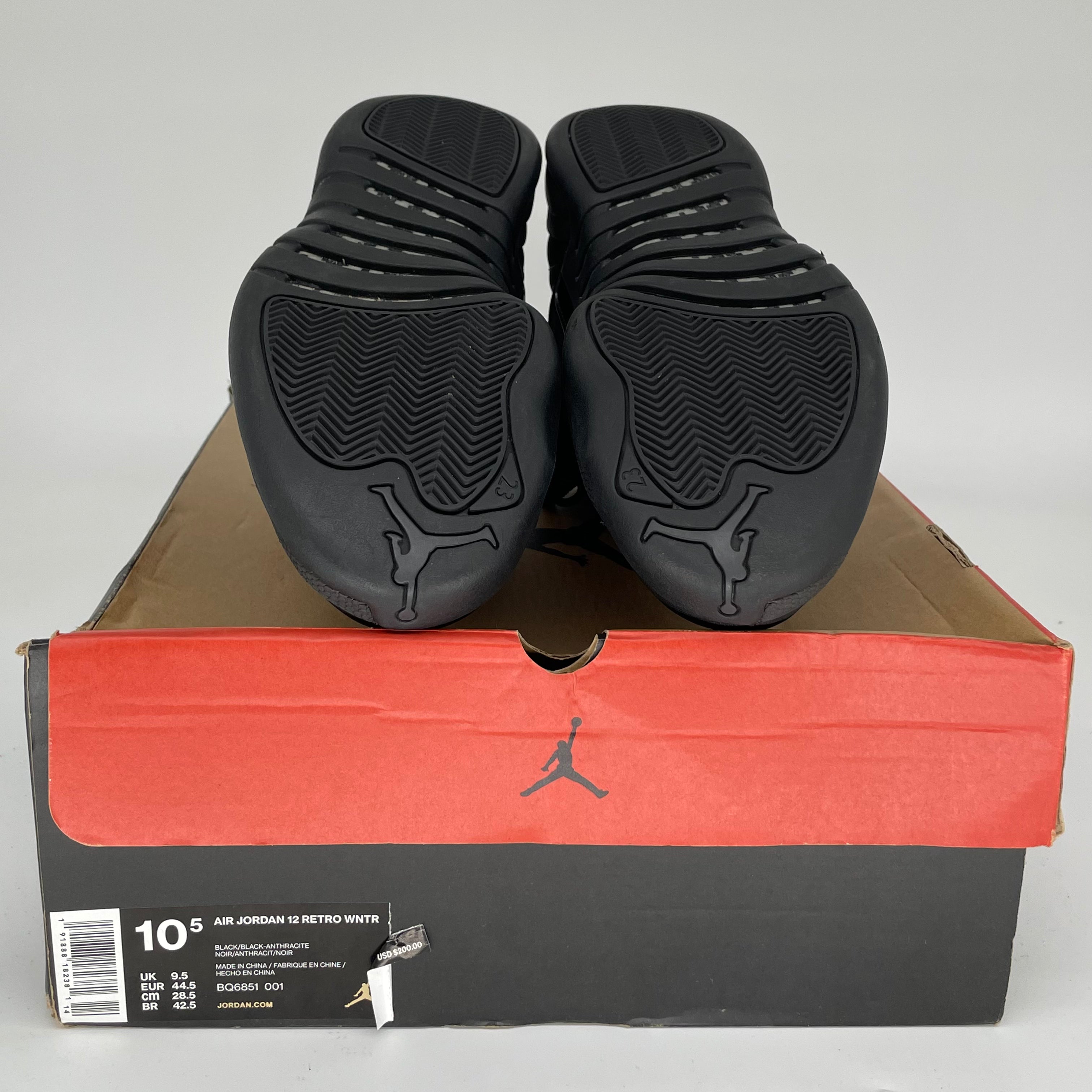 AIR JORDAN 12 Winter Black Men's Basketball Shoes Size 10.5 (BQ6851-001) - Perfect for Streetwear & Court Performance