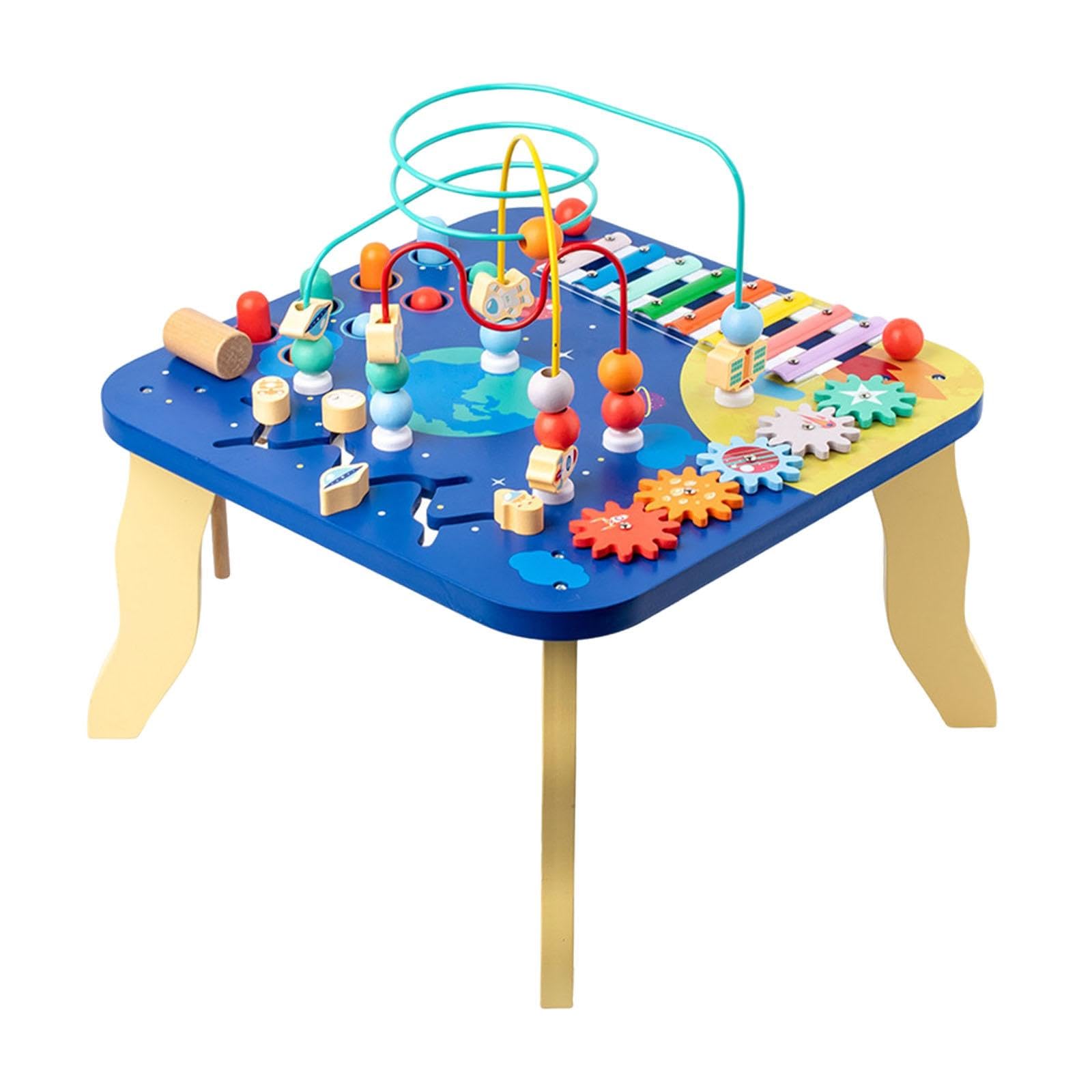 GaotKeut Wooden Activity Table - Montessori Sensory Toy with Bead Maze, Xylophone & Coordination Games for Toddlers & Kids (Boys & Girls) - Perfect for Early Learning, Playtime & Daycare Activities