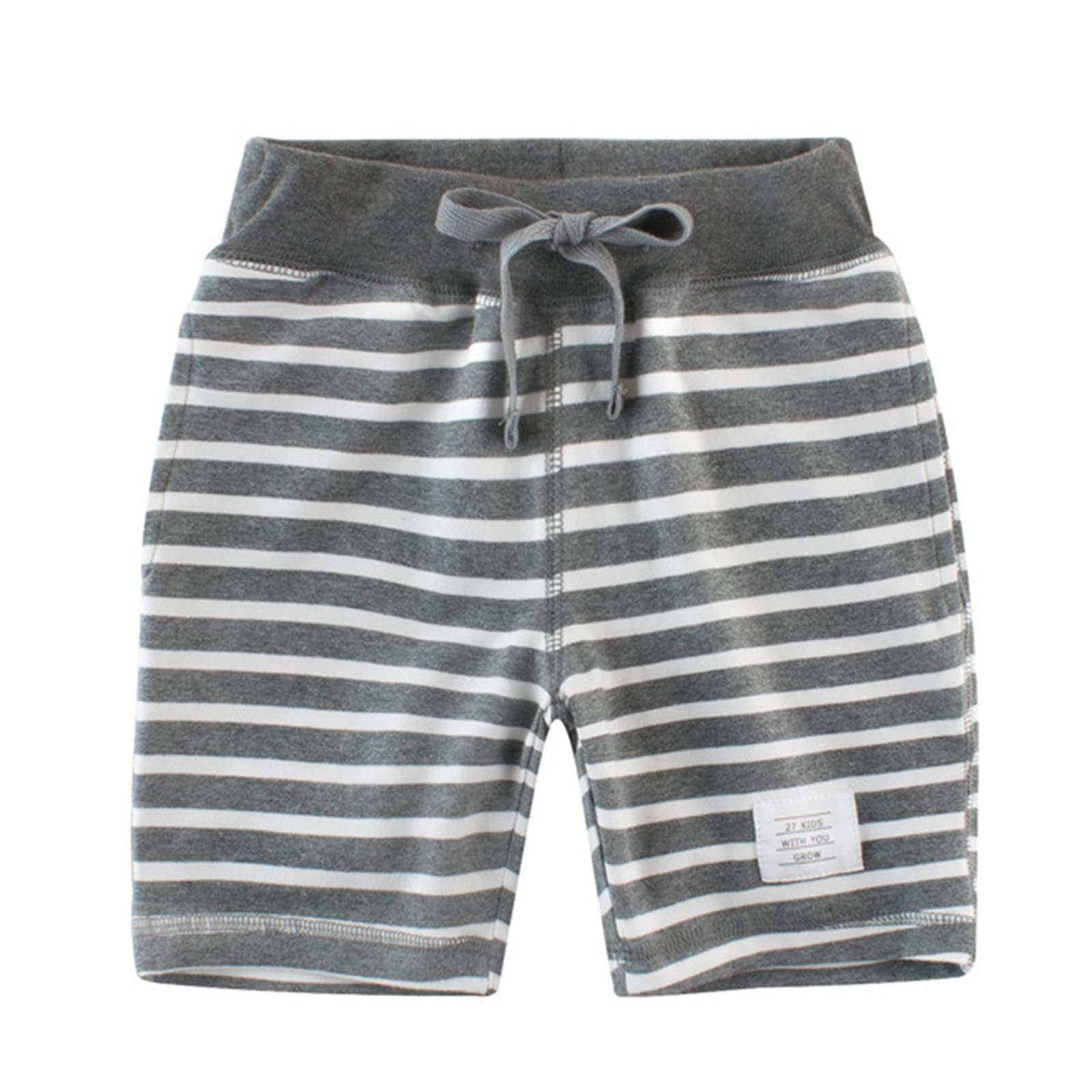 Boys' Cotton Striped Jogger Shorts with Pockets - Breathable Summer Activewear for Toddlers & Kids - Perfect for Playtime, Outdoor Activities & Casual Wear