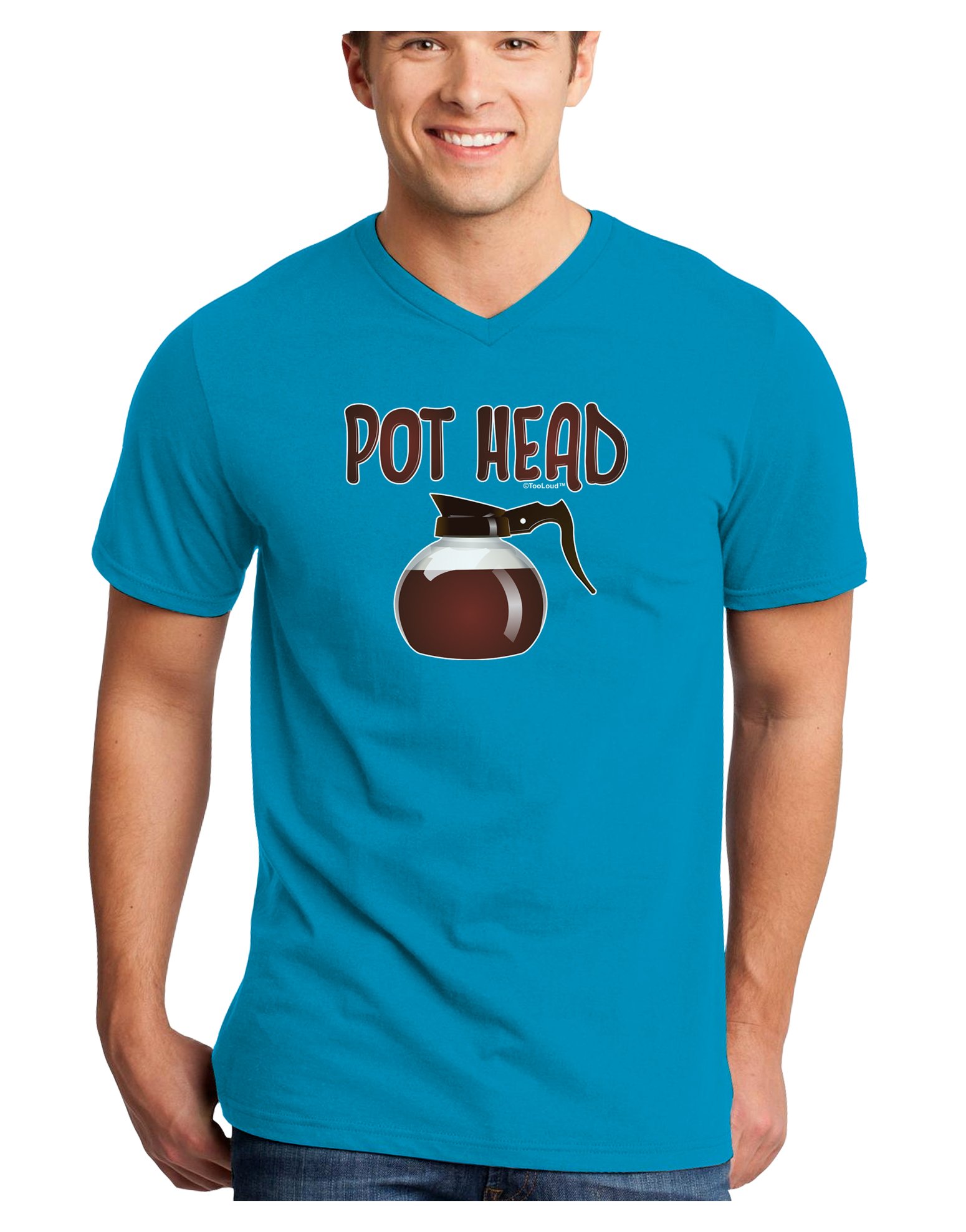 TOOLOUD Funny Coffee Lover Dark V-Neck T-Shirt for Men & Women | Sarcastic Pot Head Design | Perfect Gift for Baristas & Coffee Enthusiasts | Great for Casual Wear, Coffee Dates & Gag Gifts