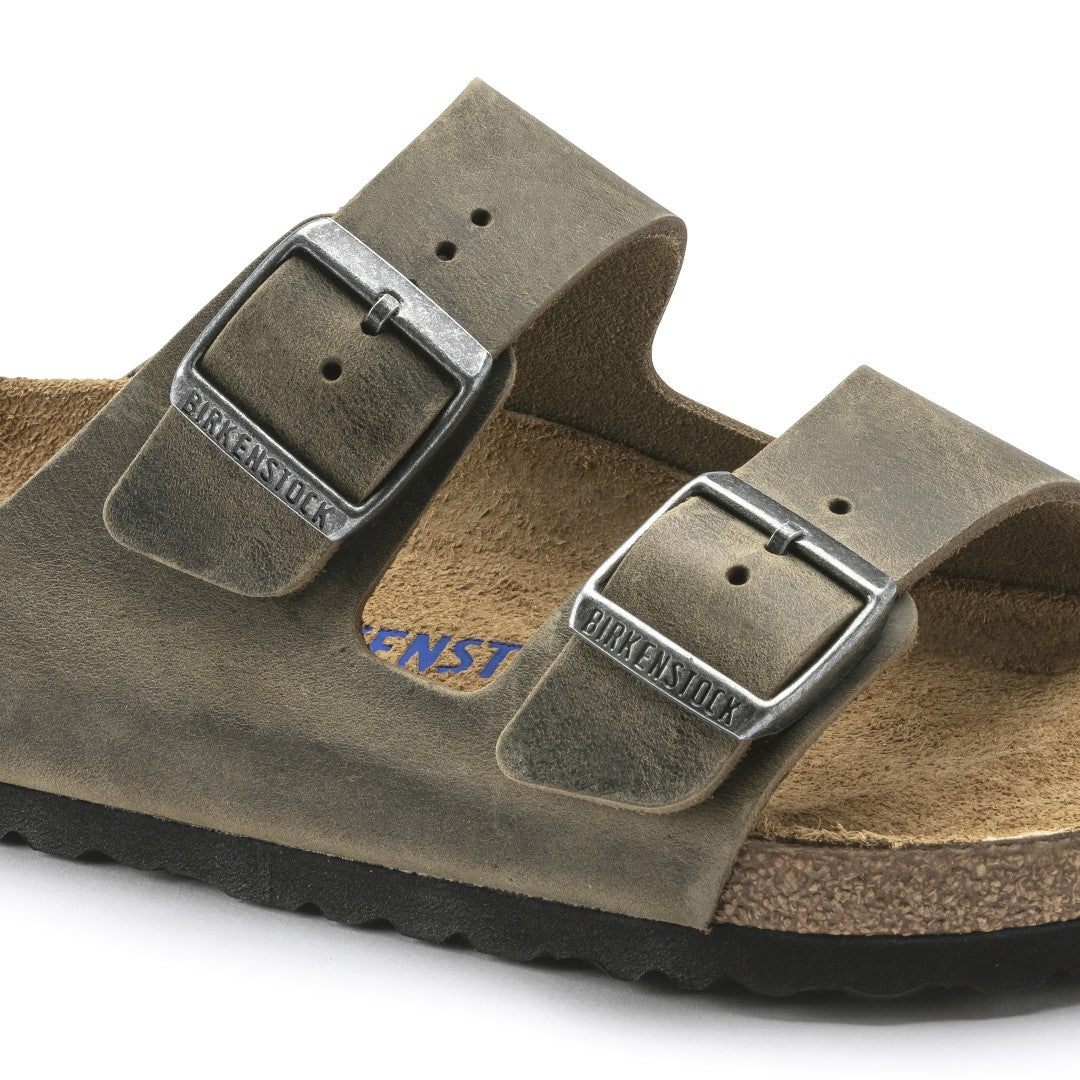Arizona Soft Footbed Oiled Leather Sandals for Women - Comfortable Faded Khaki Casual Shoes | Perfect for Summer, Beach, and Everyday Wear
