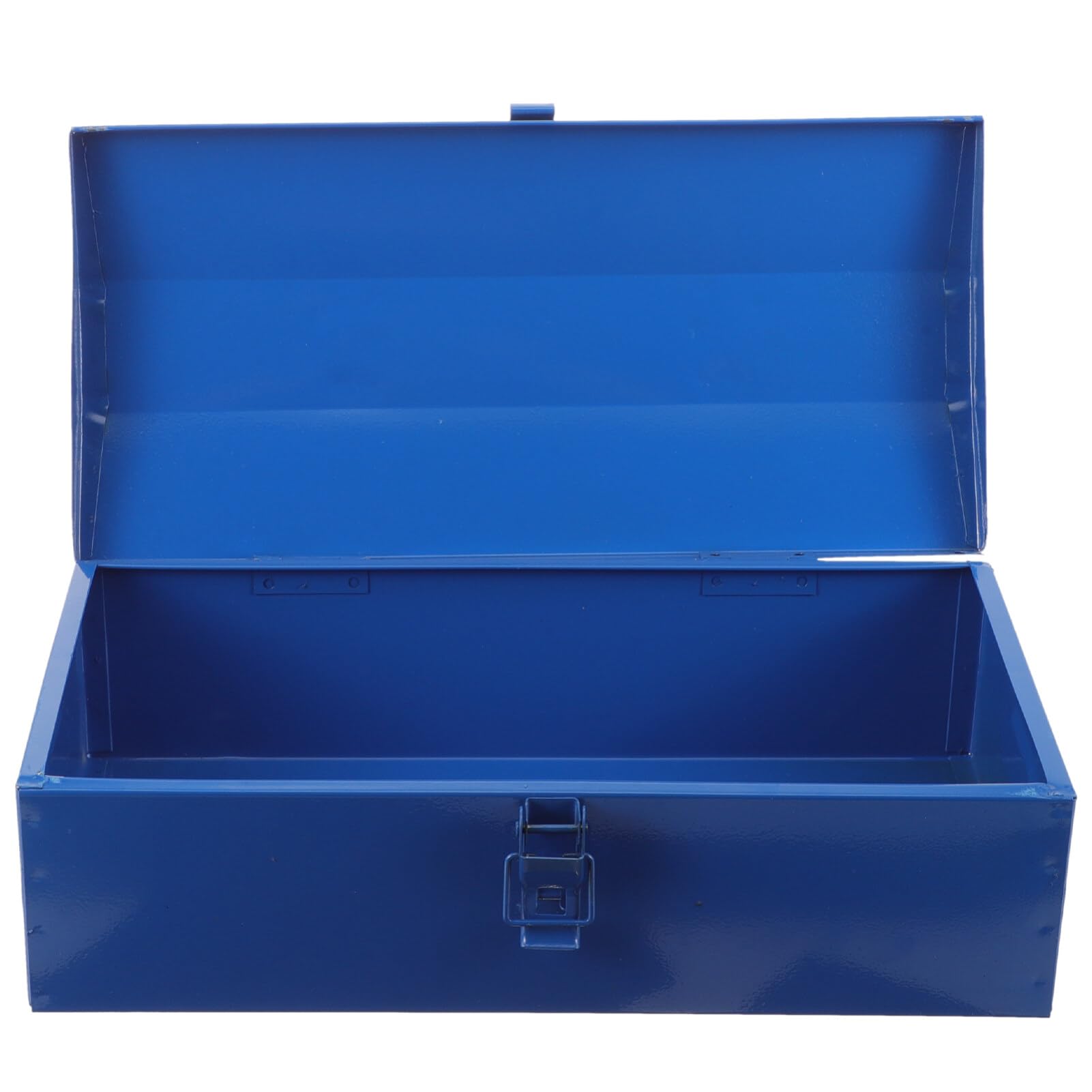 DOITOOL Small Metal Tool Box - Portable Steel Tool Organizer with Hip Roof Design & Secure Metal Latch | Compact 13.95x6.68x4.52 Inch Blue Tool Storage Box for DIY, Home Repair, Car Maintenance & Workshop Organization