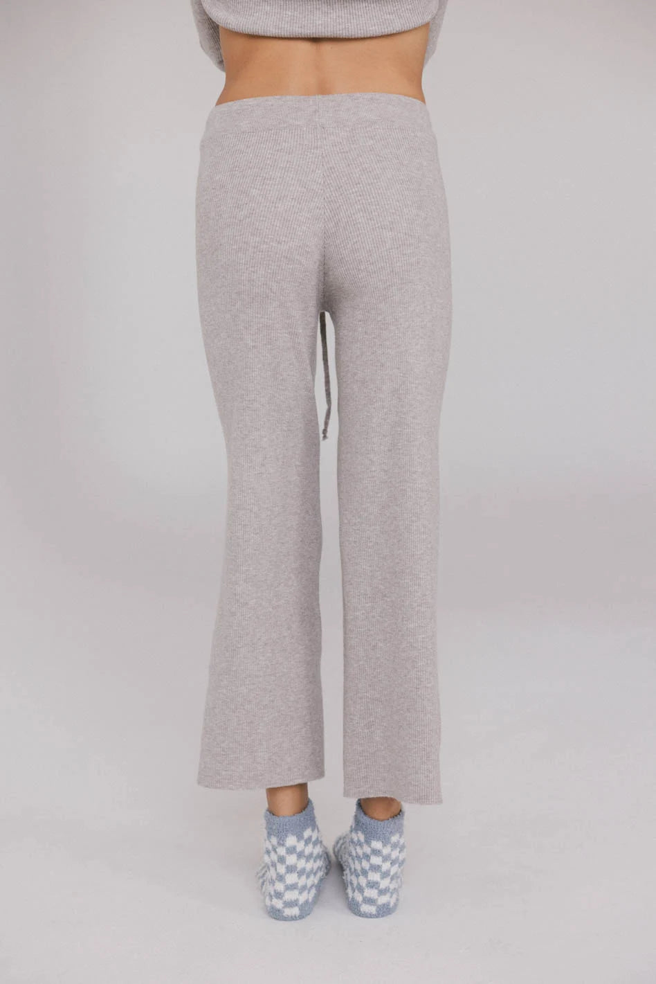 Evelise Ribbed Pants for Women - High Waisted Stretch Grey Trousers | Comfortable & Stylish Casual Pants for Work, Travel & Everyday Wear