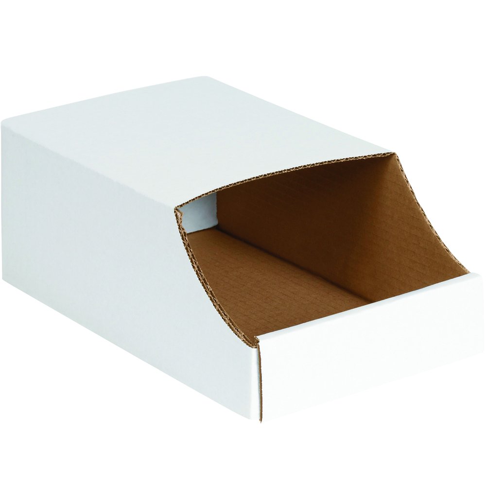 Aviditi Stackable Corrugated Cardboard Storage Bins - Pack of 50 | Organize Home, Office & Warehouse | Eco-Friendly Storage Solution for Closet, Pantry & Garage