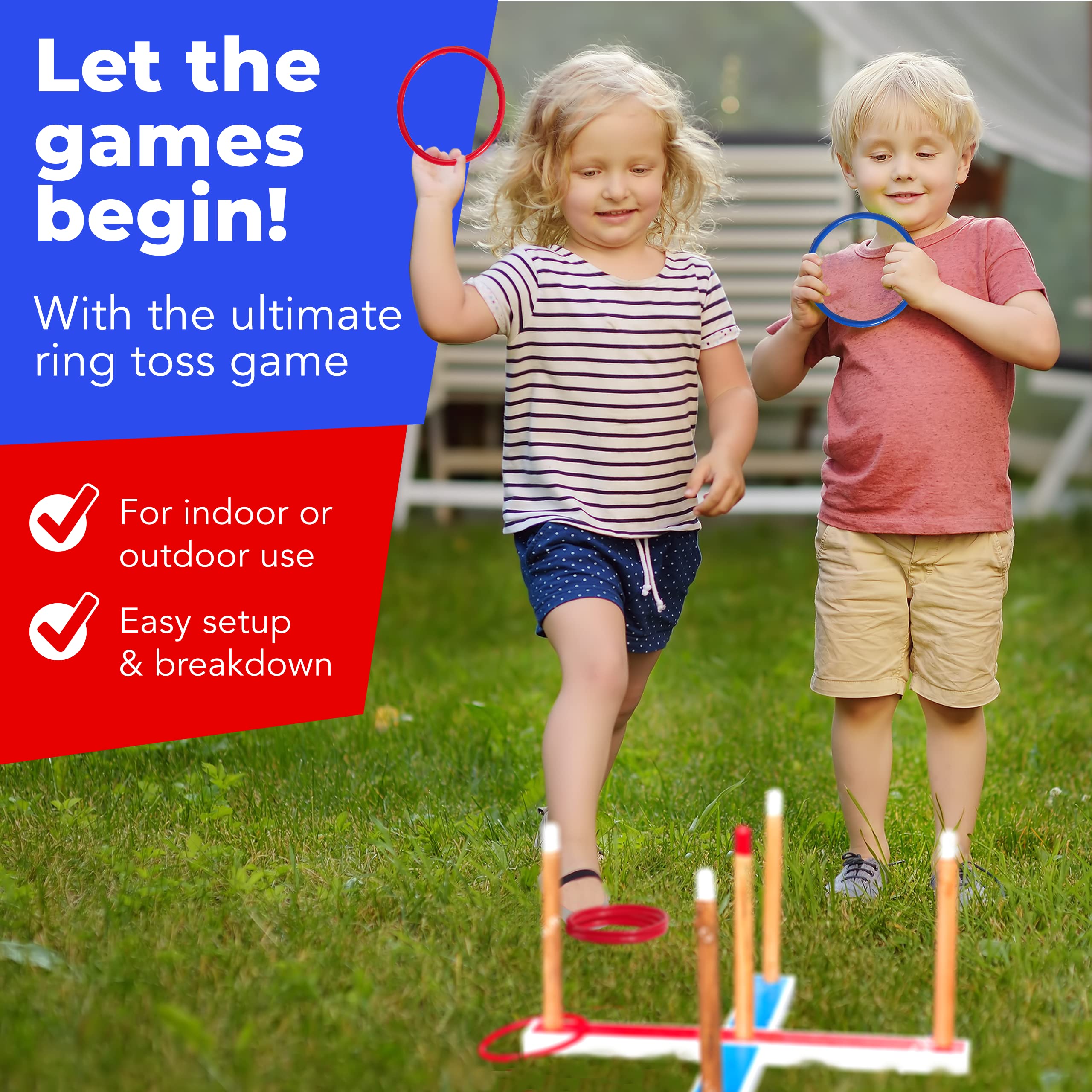Elite Sportz Ring Toss Game Set - Outdoor Yard Games for Kids & Adults - Fun Backyard Toys for Family Gatherings, Birthday Parties, Picnics and BBQ Events - Perfect Lawn Game for Ages 4-8+
