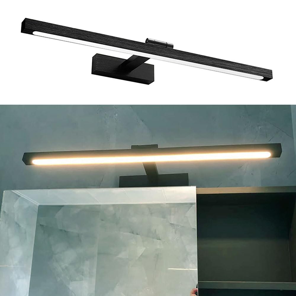 15.9 Inch Black LED Vanity Light - 8W Adjustable Aluminum Wall Mounted Bathroom Light Fixture with 3000K Warm White Light for Mirror Illumination | Modern Vanity Lighting for Bathroom, Dressing Room & Makeup Area
