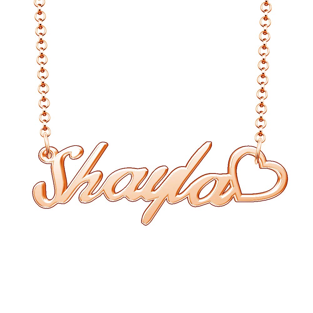 Personalized Rose Gold Plated Heart Name Necklace - Custom Engraved Gift for Her, Perfect for Anniversaries, Birthdays & Valentine's Day