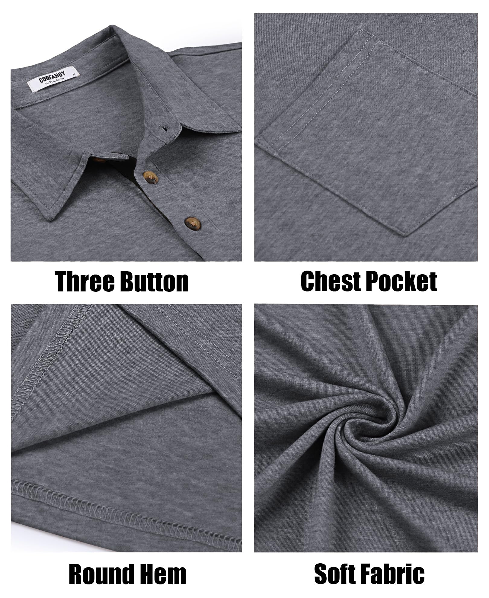 COOFANDY Men's Short Sleeve Polo Shirt - Breathable Casual Summer Button Down Collar Shirt, Classic Golf & Business Casual Wear for Office, Outdoor & Daily Activities