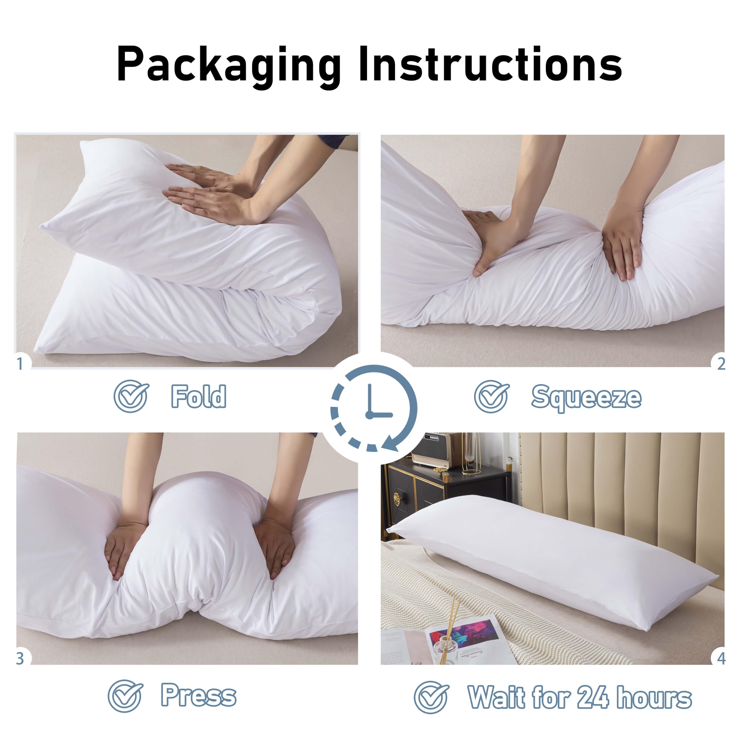 Premium Memory Foam Body Pillow with 100% Cotton Jersey Cover - Luxury Firm Support for Adults - Removable Zippered Case (Light Grey) - Perfect for Pregnancy, Side Sleepers & Back Pain Relief