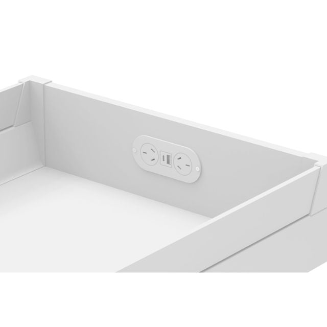 ADP In-Drawer Power Outlet - White | Under Desk Cable Management for Home & Office Organization
