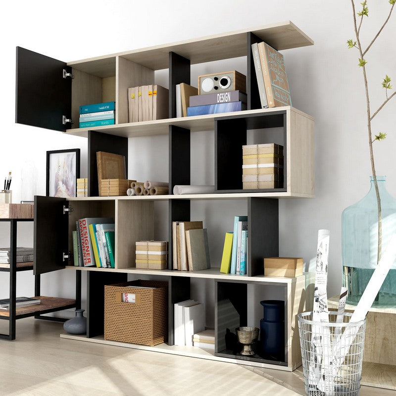 Anderson Teak Alliance Geometric Bookcase BCA 055 - Modern Wooden Bookshelf for Living Room, Office & Library - Stylish Storage Solution for Books, Decor & Display Items