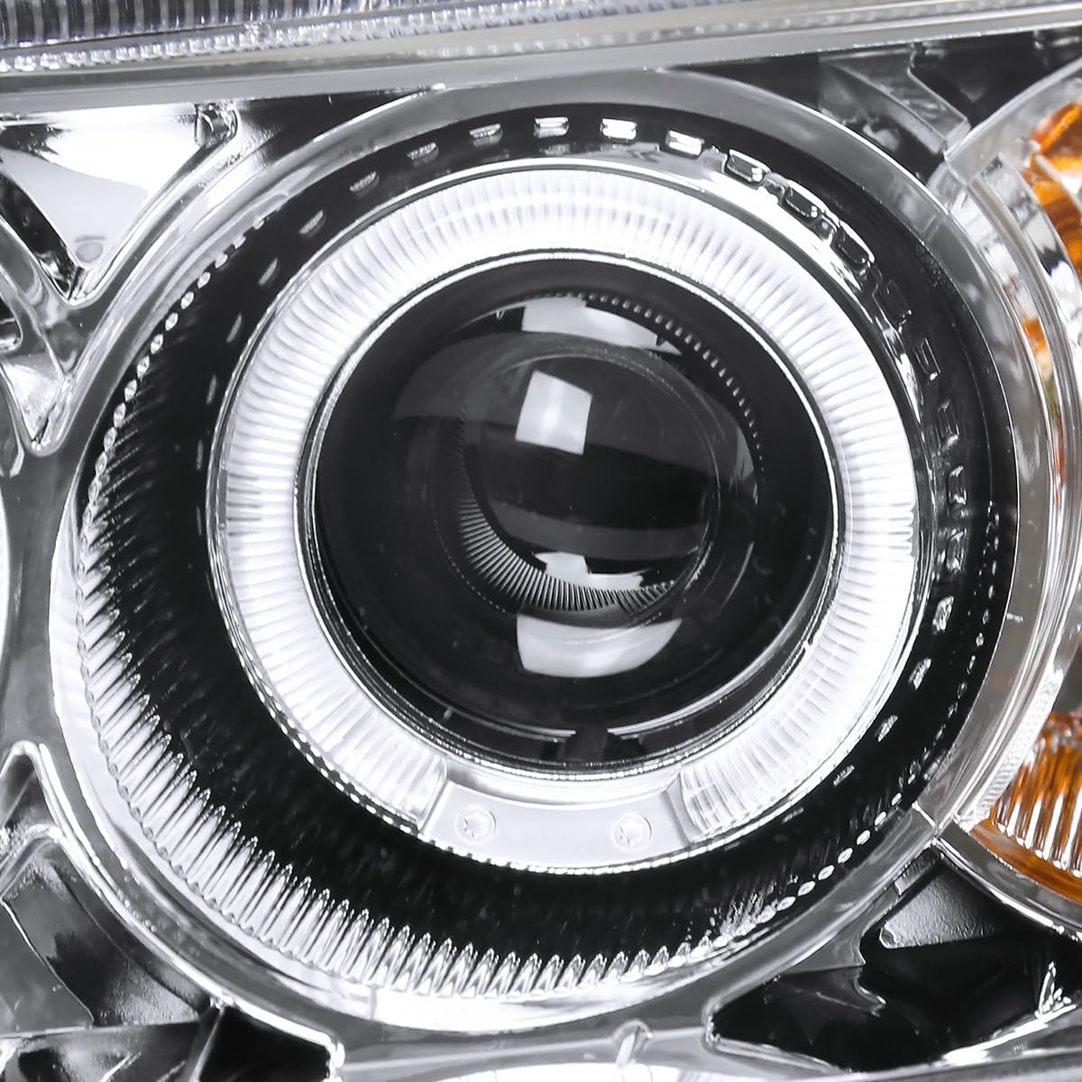 Spec-D Tuning Chrome Halo LED Projector Headlights & Fog Lights Grille - Compatible with 2001-2003 Honda Civic 2/4 Door (Left + Right Pair Headlamp Assembly) - Upgrade for Night Driving & Enhanced Visibility