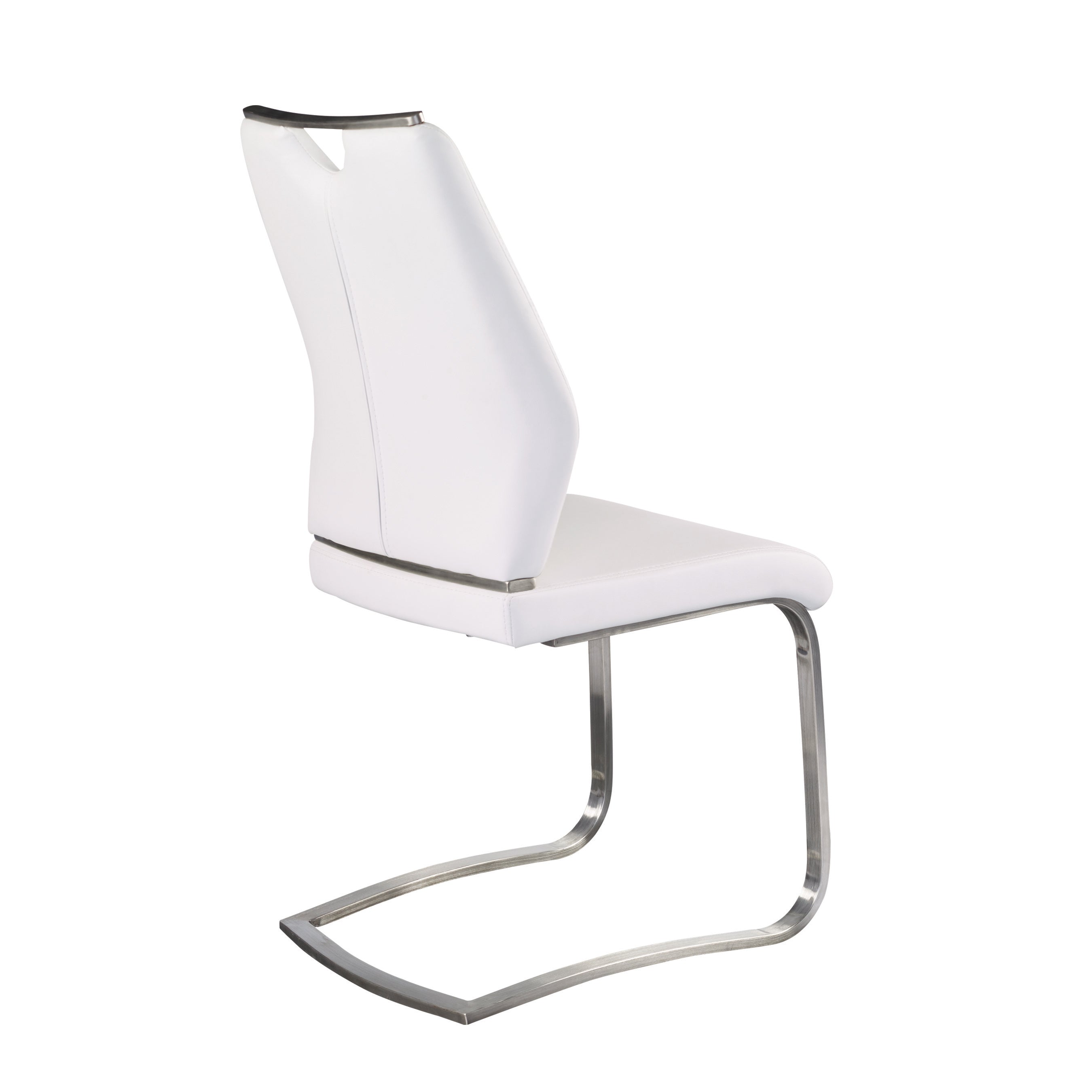 Lexington Side Leather Chair in Brushed Stainless Steel - Set of 2 Modern Dining Chairs for Home & Office | Perfect for Dining Rooms, Conference Tables & Lounge Areas