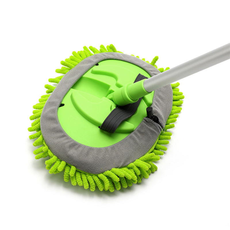 3 in 1 Chenille Wash Mop & Window Cleaner with Removable Car Wash Mitt (3.75 ft) - Perfect for Home, Car, and Window Cleaning - Multi-Surface Cleaning Tool for Floors, Vehicles, and Glass
