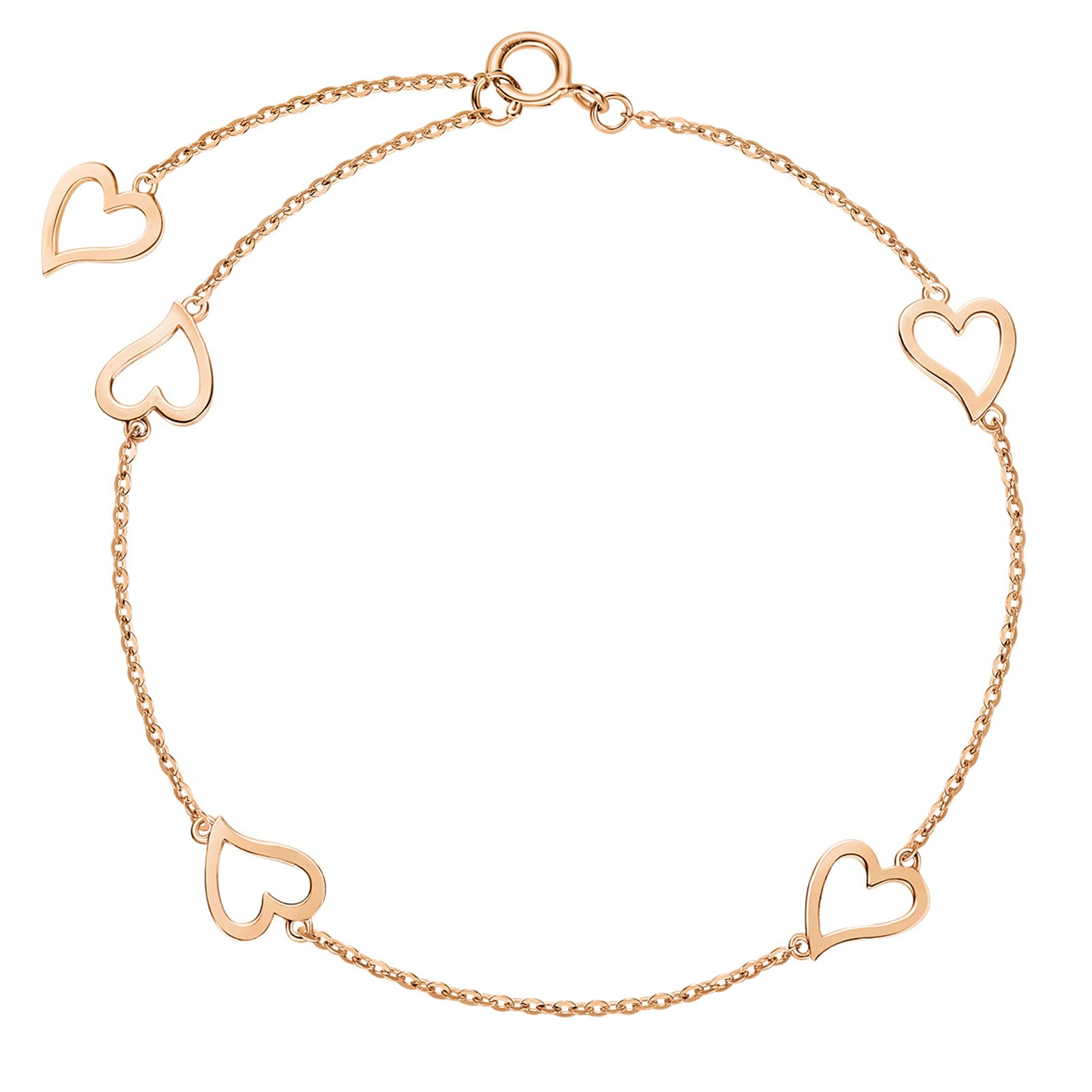 14K Yellow Gold Heart Bracelet for Women - Adjustable Thin Dainty Everyday Jewelry - Perfect for Gifts, Anniversaries & Special Occasions