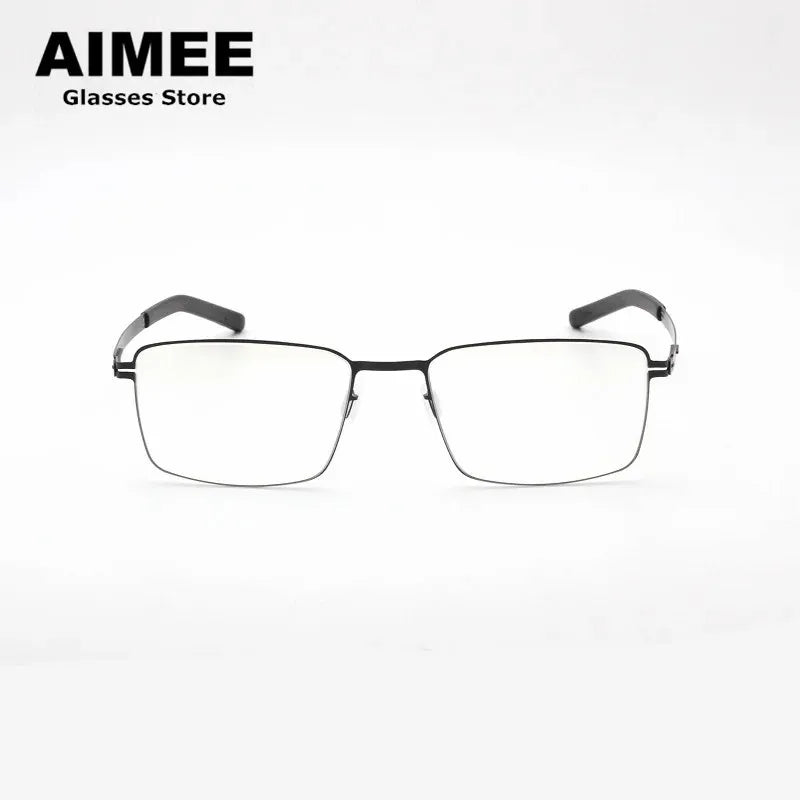 Unisex Full Rim Square Screwless Titanium Alloy Eyeglasses Frame 13519 - Lightweight Durable Glasses for Work, Reading & Fashion