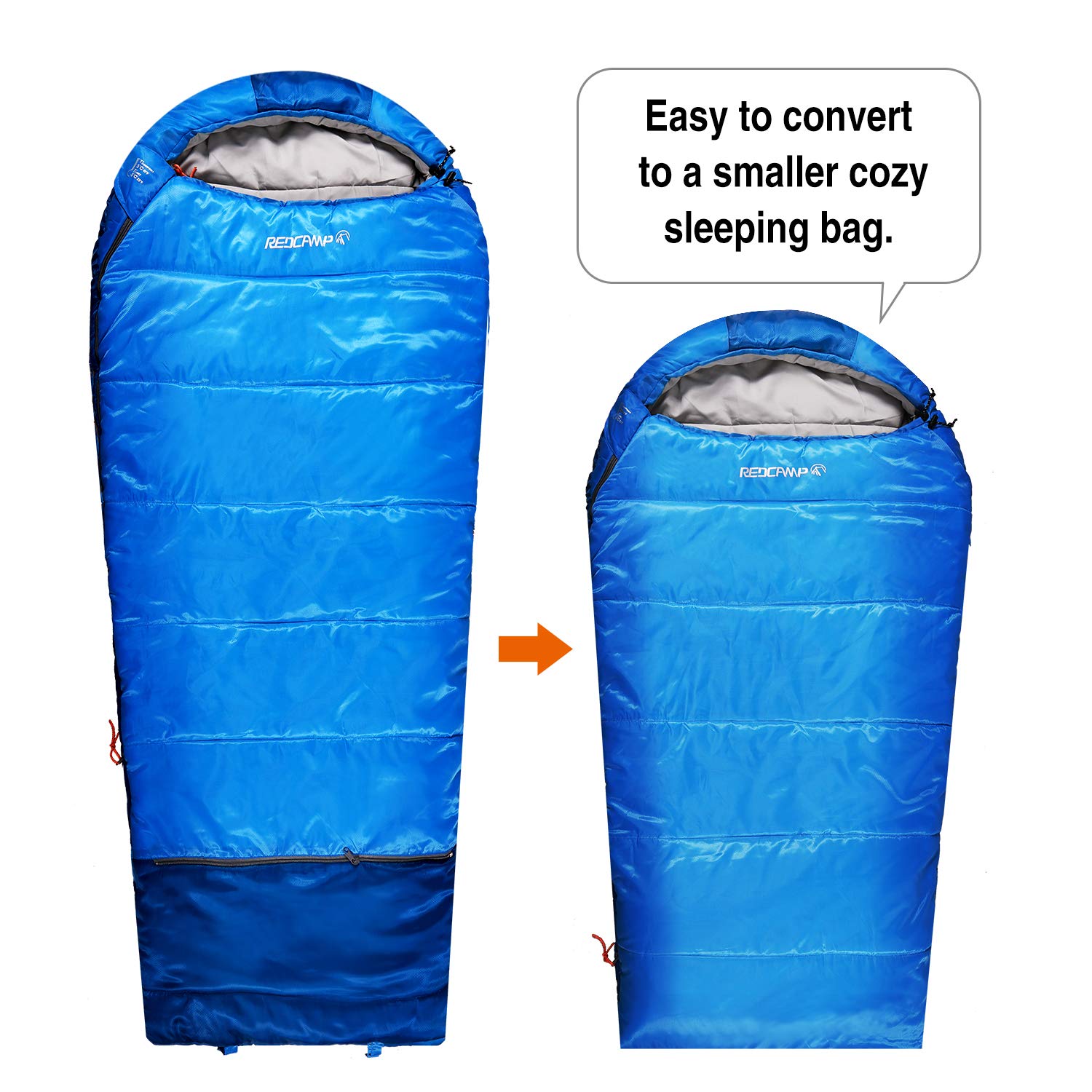 REDCAMP Kids Mummy Sleeping Bag for Camping - 3 Season Cold Weather Sleeping Bag for Boys, Girls & Teens (Blue/Rose Red) - Perfect for Outdoor Adventures, Sleepovers & Backpacking Trips