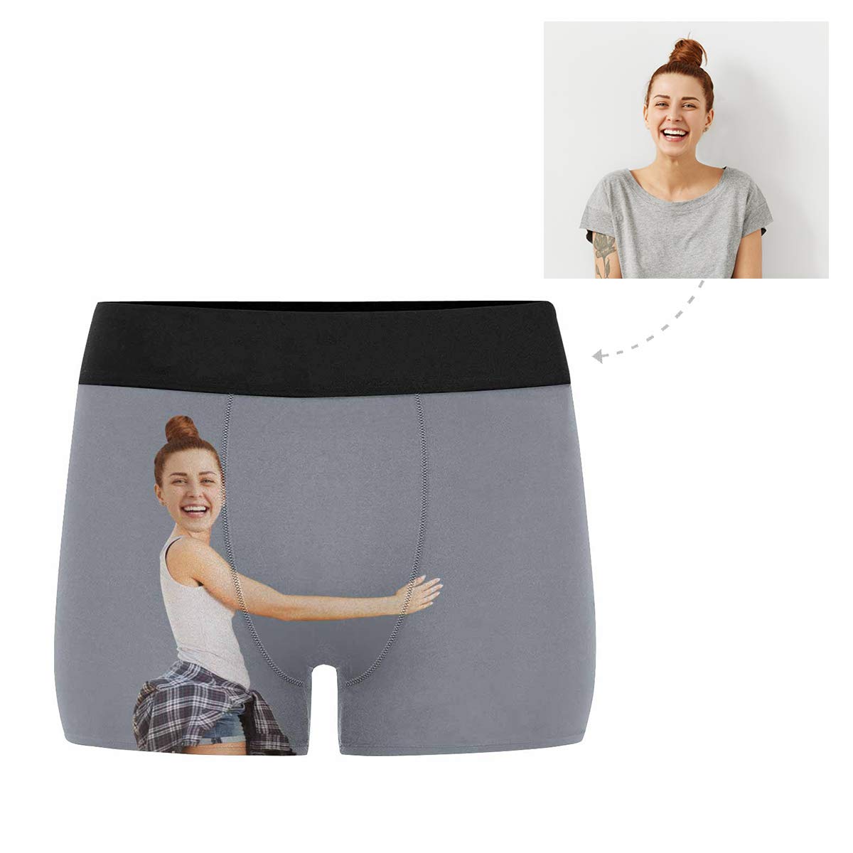 Custom Face Boxer Briefs for Men - Personalized Valentine's Day Underwear in Watermelon Red - Perfect Gift for Him, Couples Matching Underwear & Romantic Occasions