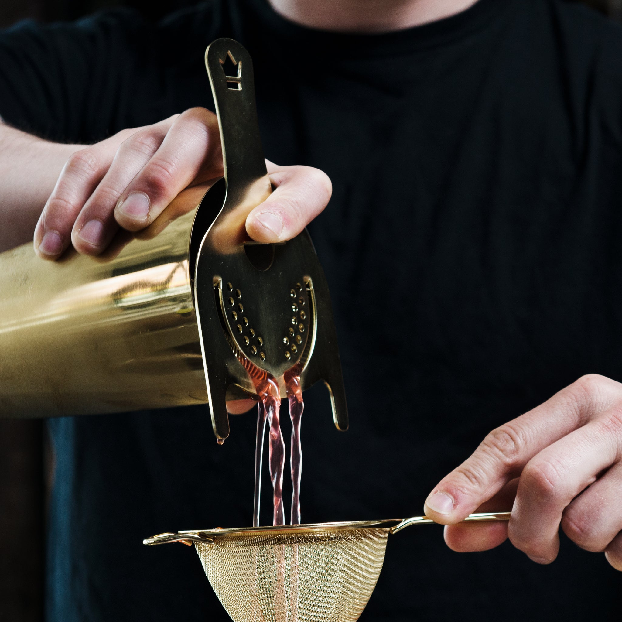 Premium KORIKO 2-Prong Cocktail Strainer - Gold Plated Bar Tool for Mixing Martinis, Cocktails & Mocktails - Perfect for Home Bars & Professional Bartenders
