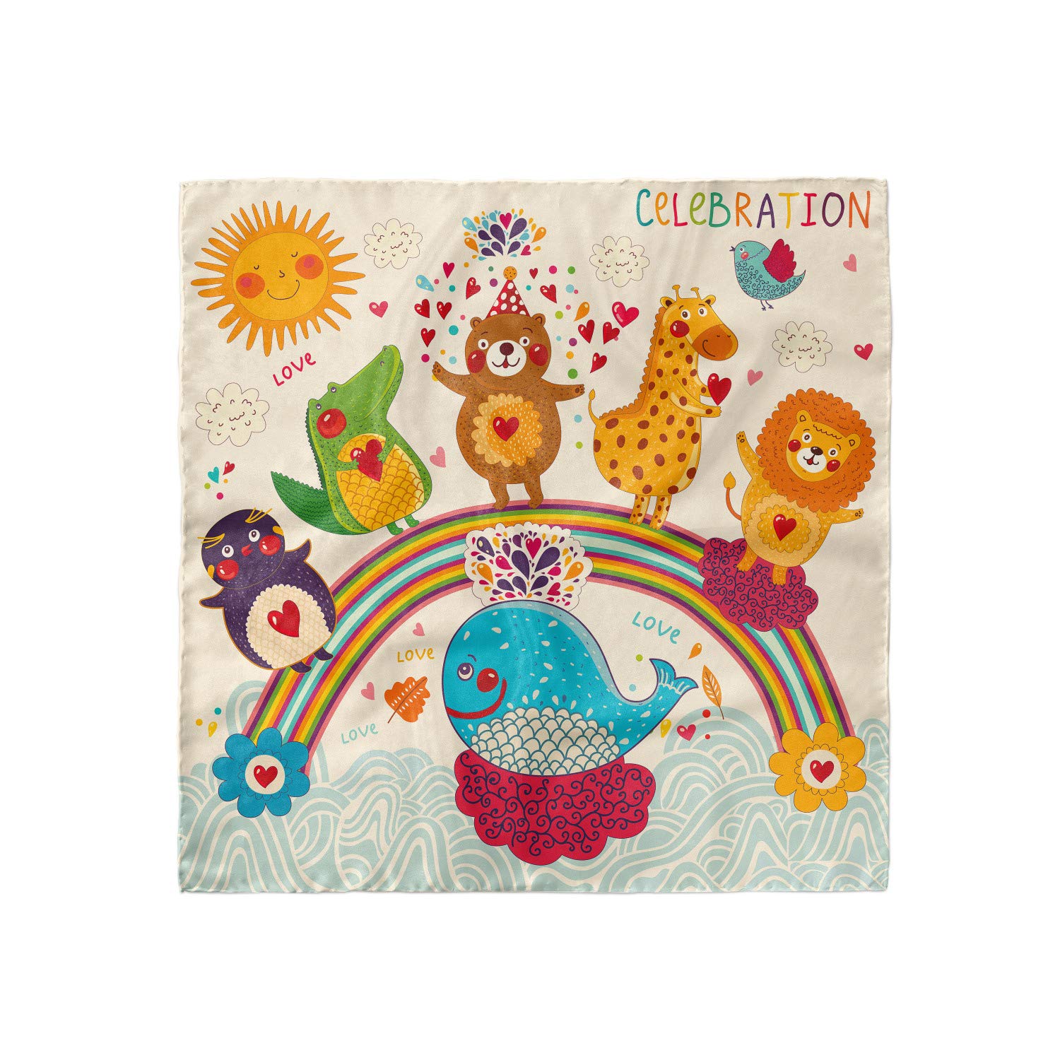 Ambesonne Birthday Party Head Scarf - Colorful Rainbow Hair Wrap for Women - Perfect for Birthday Celebrations, Festivals & Themed Parties