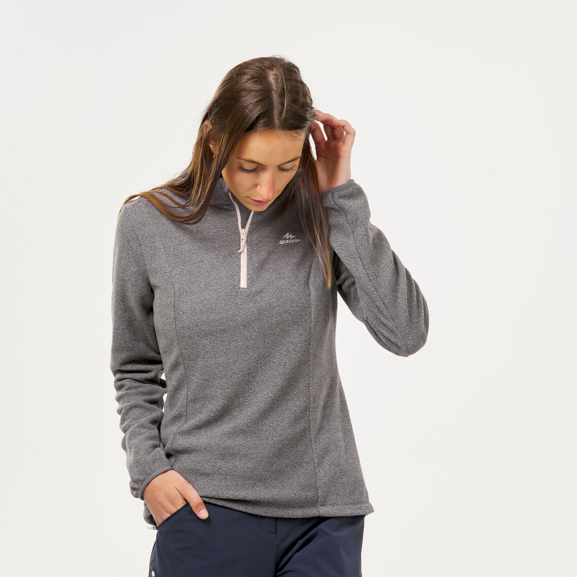 Quechua Women's MH100 Lightweight Fleece Jacket for Hiking, Camping & Outdoor Activities - Warm & Breathable Midlayer