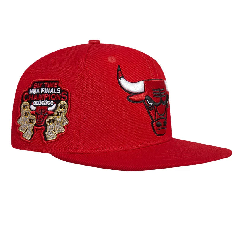 Chicago Bulls 6-Time NBA Champions Wool Snapback Hat - Unisex Adjustable Fitted Cap for Basketball Fans, Streetwear & Casual Outfits