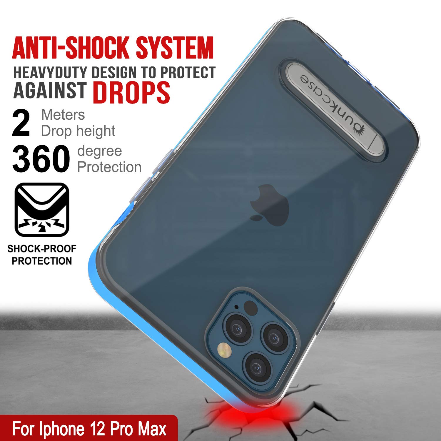 PunkCase for iPhone 12 Pro Max - Slim Fit Clear Protective Case with Kickstand & PUNKSHIELD Screen Protector | Lucid 3.0 Series | Shockproof Cover for 6.7