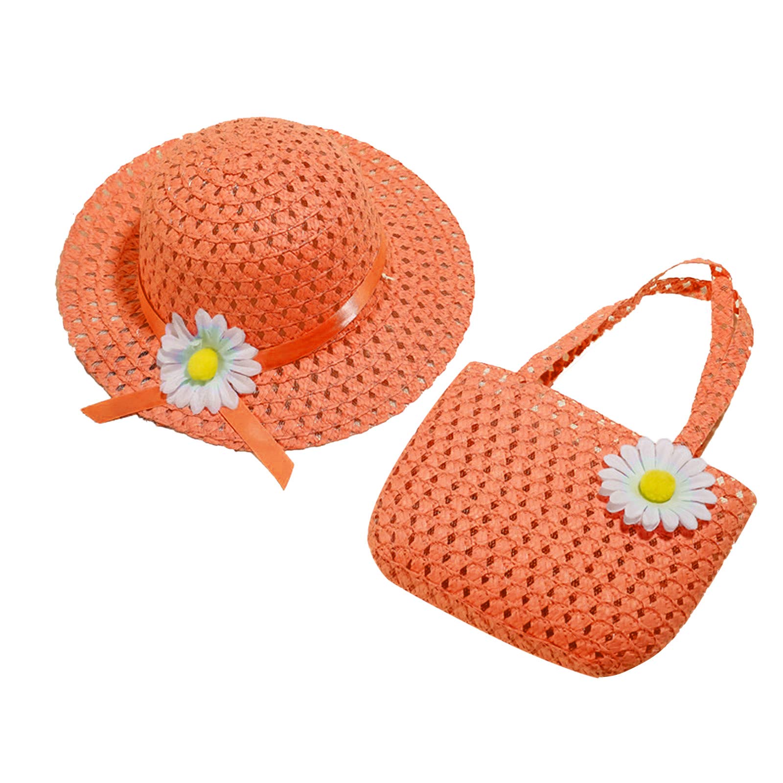 Baby Girls Summer Straw Hat & Woven Bag Outfit Set - Breathable Sun Hat for Toddlers & Kids - Perfect for Beach, Pool, Outdoor Play & Photoshoots