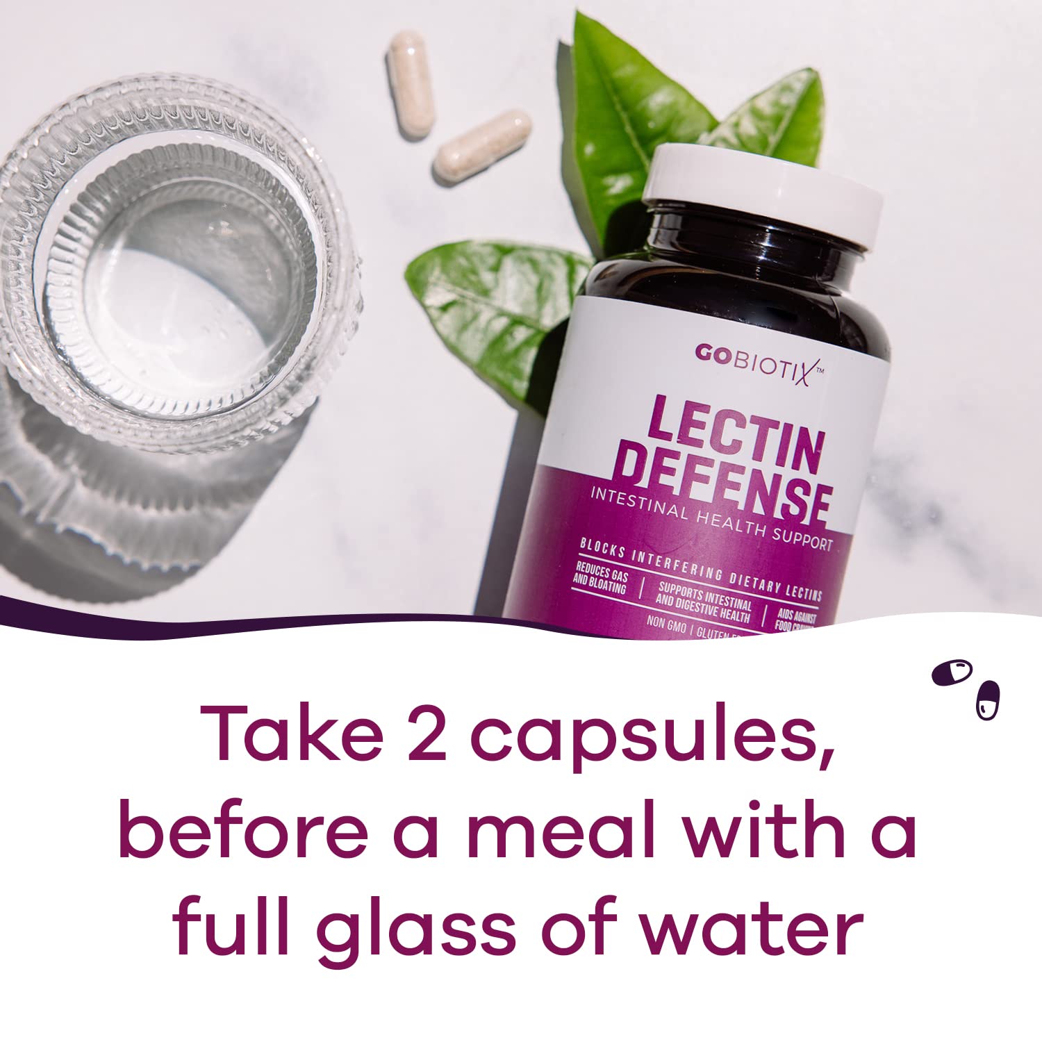 GobiOtiX Lectin Defense Supplement - MSM & Digestive Enzymes for Gut Health - Supports Intestinal Wellness for Men & Women - Non-GMO, Gluten Free Lectin Blocker - 60 Capsules - Perfect for Digestive Support & Lectin-Rich Diet Management