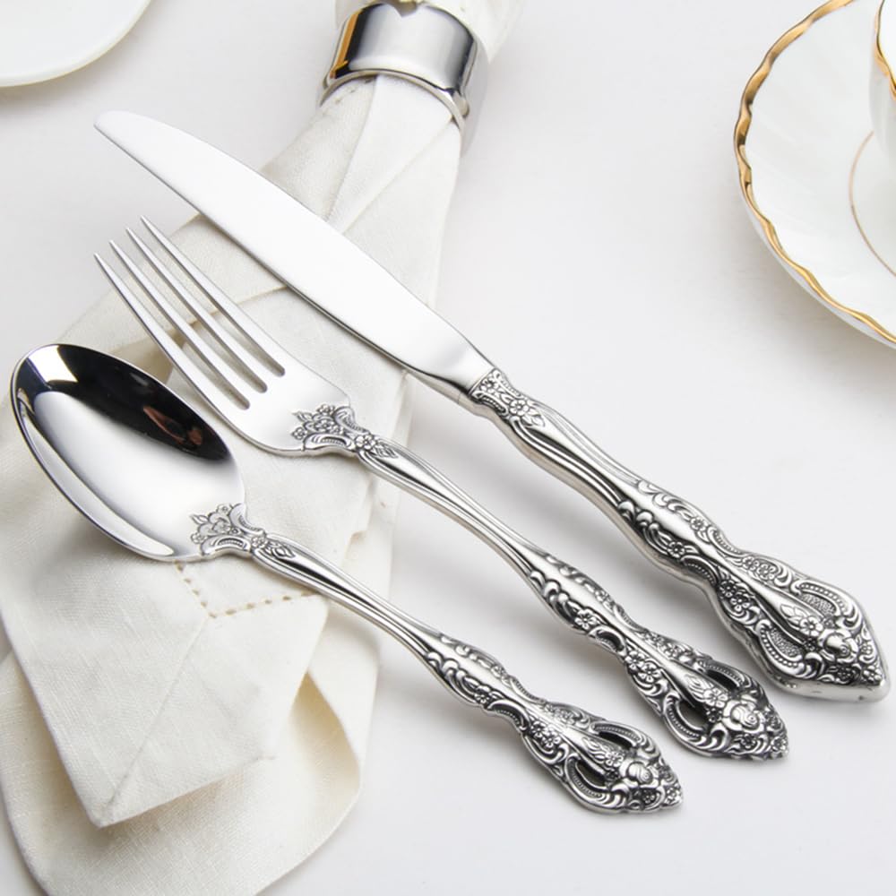 40-Piece Michelangelo Fine Flatware Set for 8 - Premium 18/10 Stainless Steel Silverware Set with Mirror Polish, Dishwasher Safe Cutlery Utensils - Perfect for Formal Dining, Weddings & Holiday Entertaining
