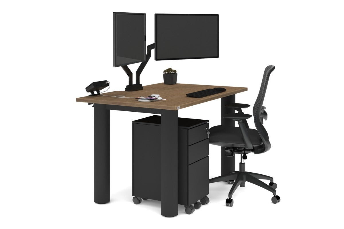 Quadro Cylinder Leg Office Desk - 1400L x 800W Modern Executive Desk with Cable Management | Perfect for Home Office, Workspace & Conference Room