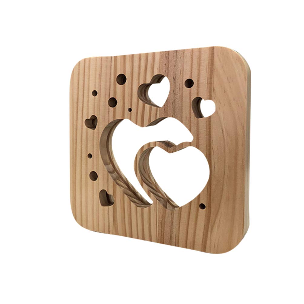 Romantic Wooden Heart Light Table Lamp - Decorative Hollow Night Light for Bedroom, Desk, Valentine's Day, Wedding Centerpiece & Party Decor - Warm Ambient Lighting for Home Decor & Special Occasions