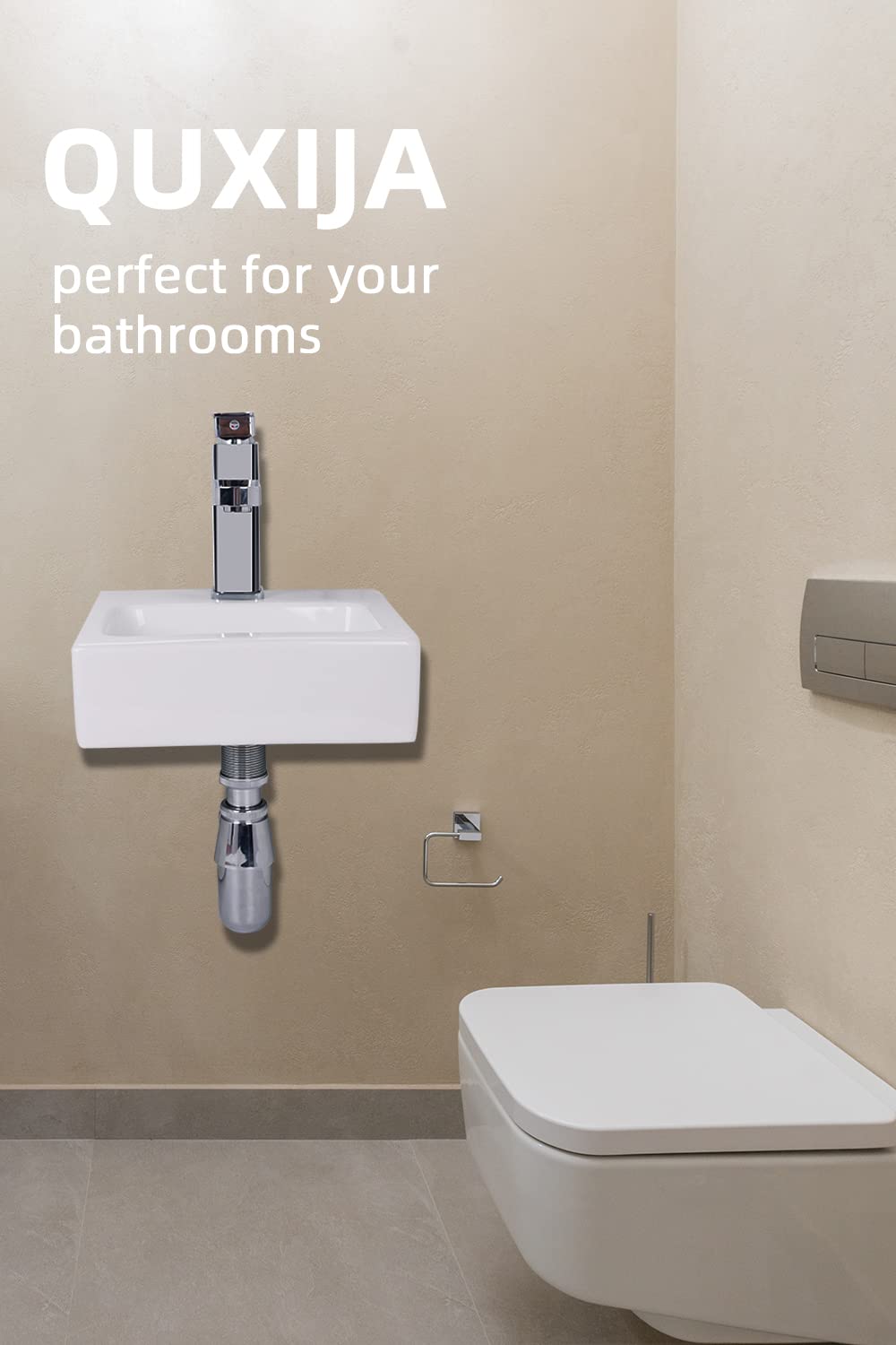 Wall Mount Ceramic Vessel Sink - 11x10 Inch Rectangular Bathroom Sink with Classic Design, Space-Saving Liberty Style - Perfect for Small Bathrooms, Powder Rooms & Modern Vanities