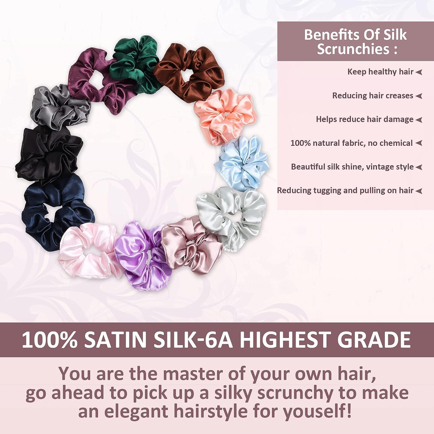 Silky Satin Scrunchies for Women & Girls - Soft Ponytail Holders Hair Ties (24-Pack, Multicolor) - Perfect for School, Work, Gym & Everyday Hairstyles