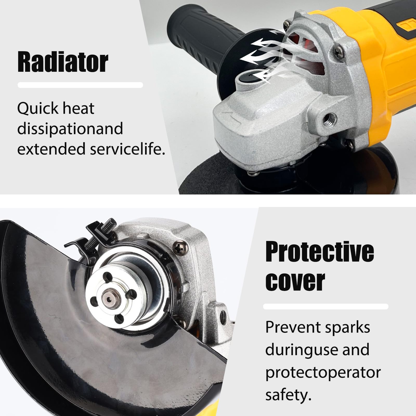 DEWALT 20V Battery Angle Grinder - 11000 RPM Brushless Motor, 3 Speed Settings, 4-1/2