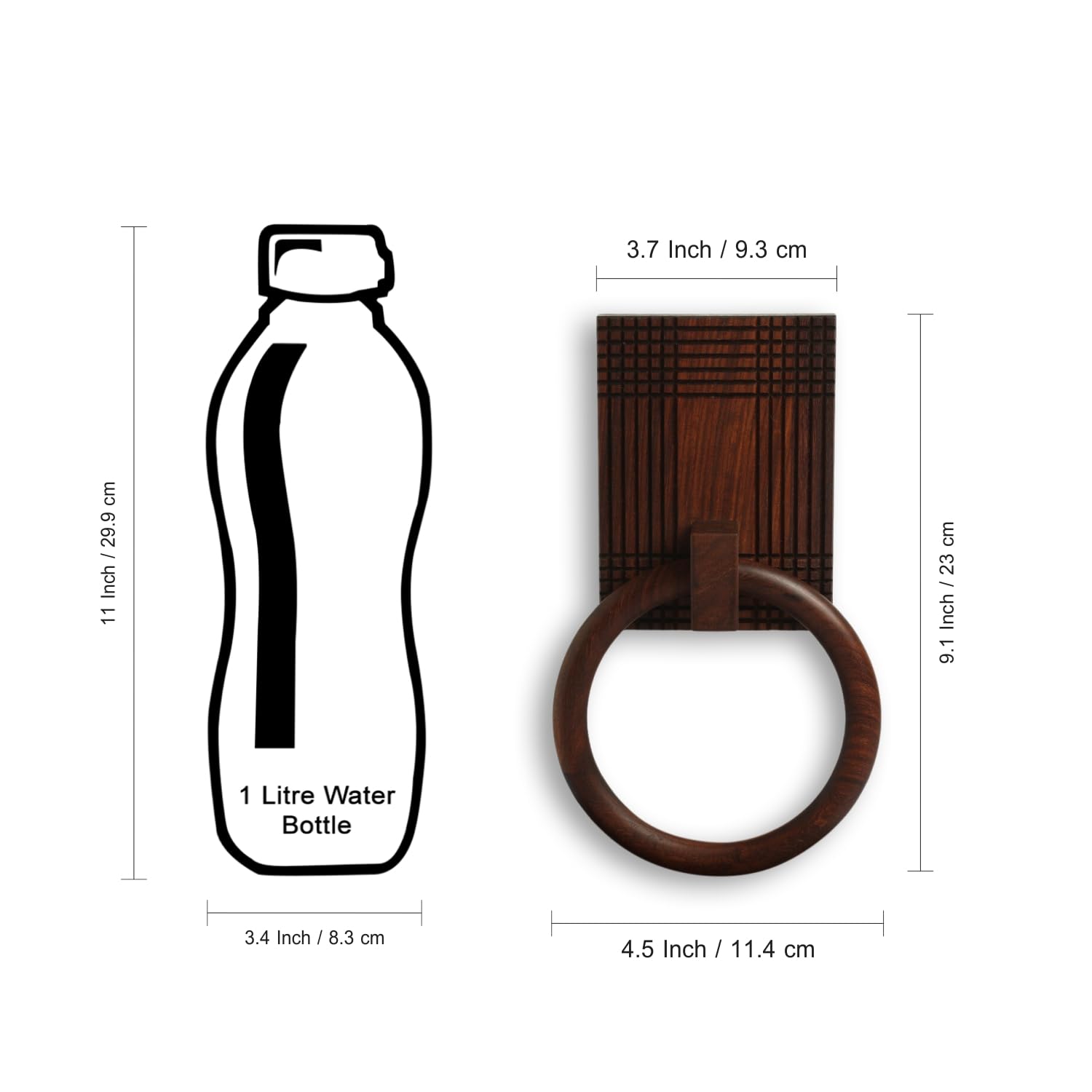 Handcrafted Sheesham Wood Checkered Frame Towel Ring Holder - Bathroom & Kitchen Towel Hanger for Wash Basin - Natural Brown Wooden Towel Organizer for Spa, Guest Bath & Farmhouse Decor