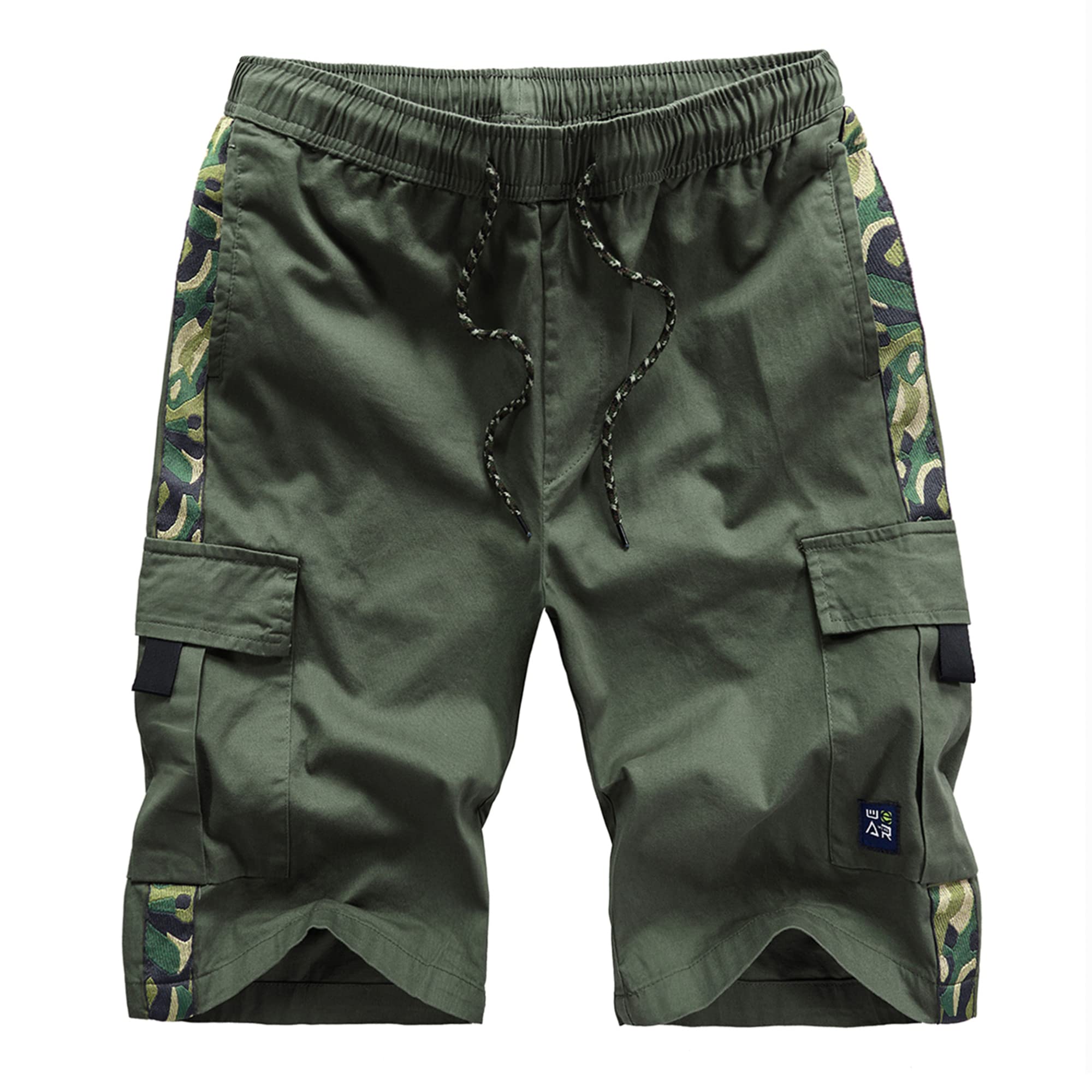 APTRO Men's Cargo Shorts with Elastic Waistband - Relaxed Fit Summer Casual Cotton Work Shorts for Outdoor, Hiking, Travel & Everyday Wear
