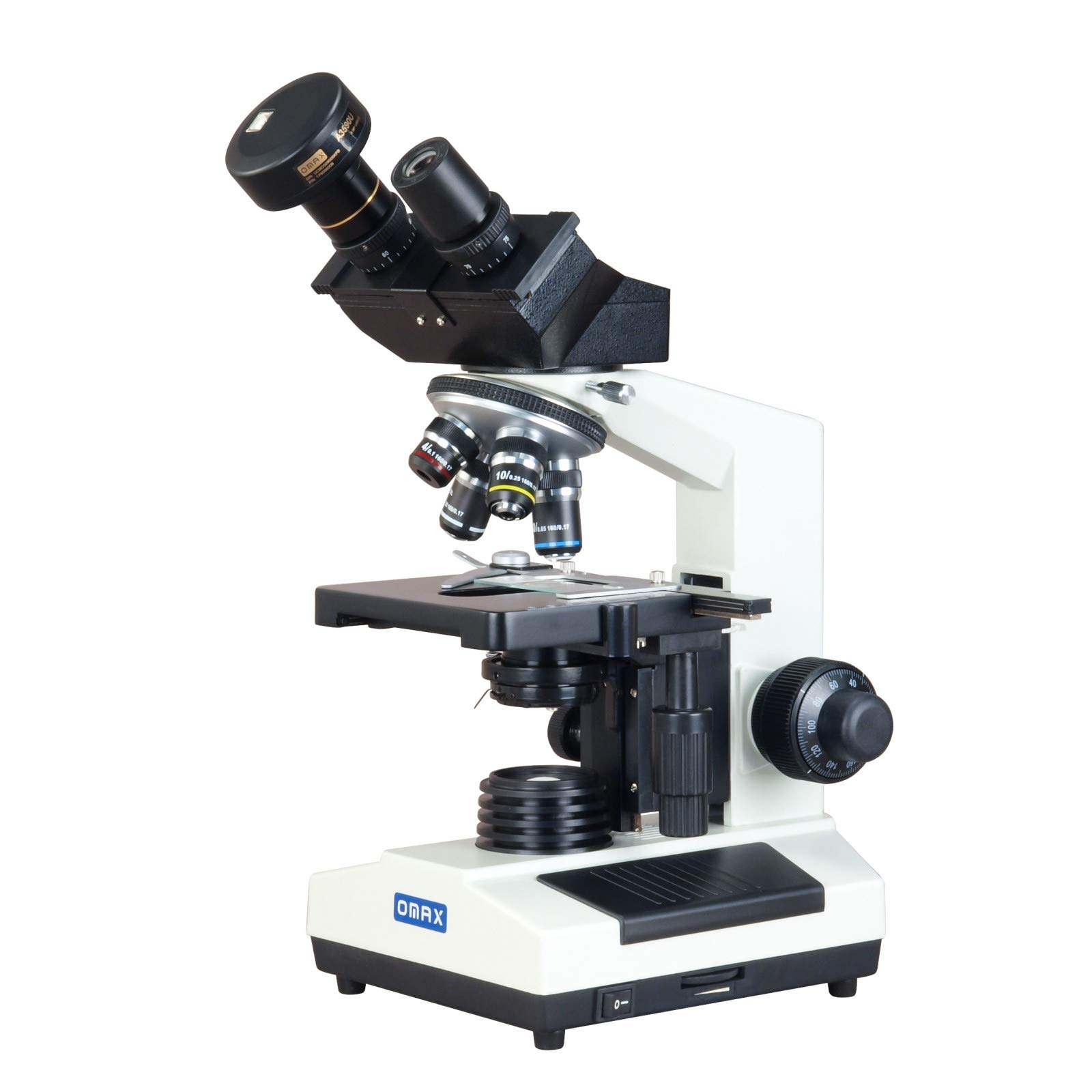 OMAX 40X-1600X Binocular Compound Microscope with 3.0MP USB Digital Camera for Biological Research, Lab Studies & Educational Use