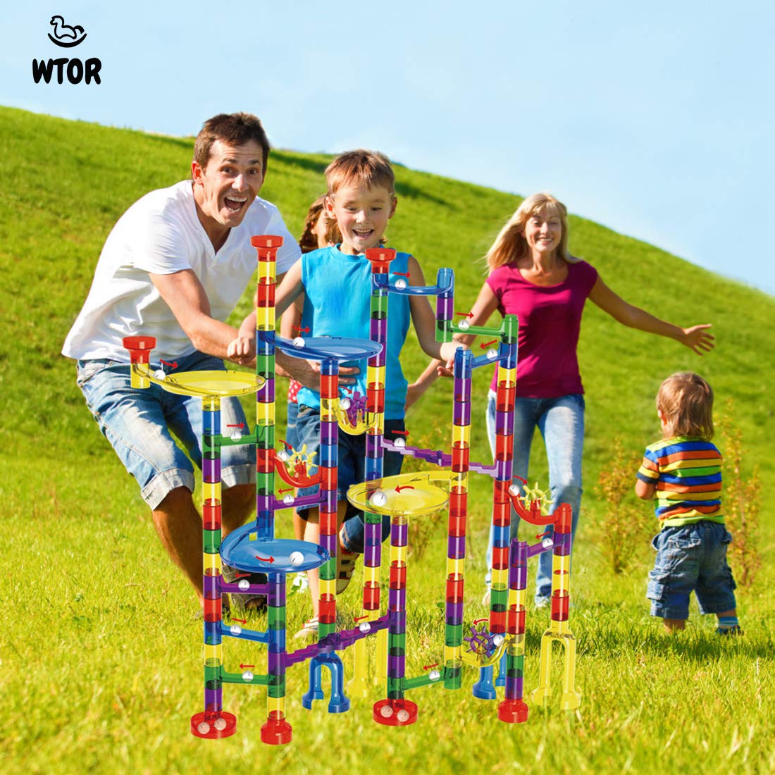 WTOR Toys 216Pcs Marble Run Super Set - STEM Educational Building Blocks for Kids, Marble Maze Game for Boys & Girls Ages 5-12 - Creative Learning Toy Gift for Birthday & Christmas - Perfect for Indoor Play, Classroom Activities & Family Fun
