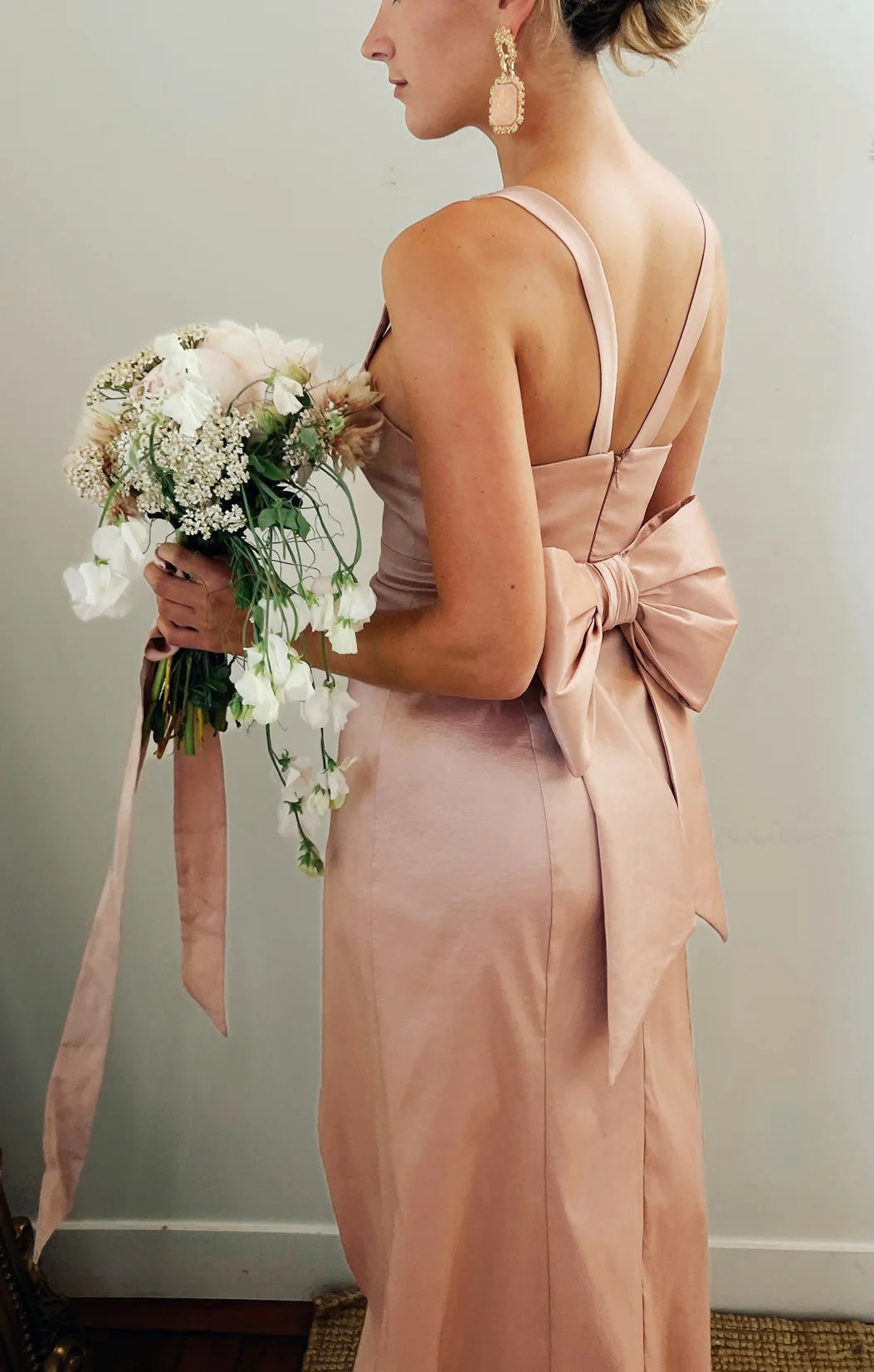 Charlotte Bow Dress - Elegant English Rose Taffeta Party Gown for Women | Perfect for Weddings, Tea Parties & Formal Events