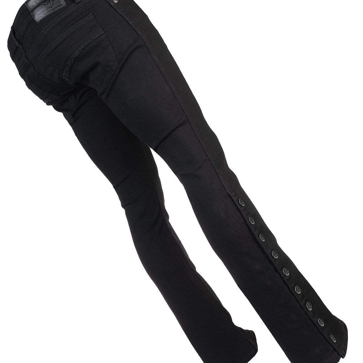 Wornstar Hellraiser Side Button Jeans for Men - Black Distressed Denim Pants with Unique Button Details | Perfect for Casual Wear, Street Style & Night Out