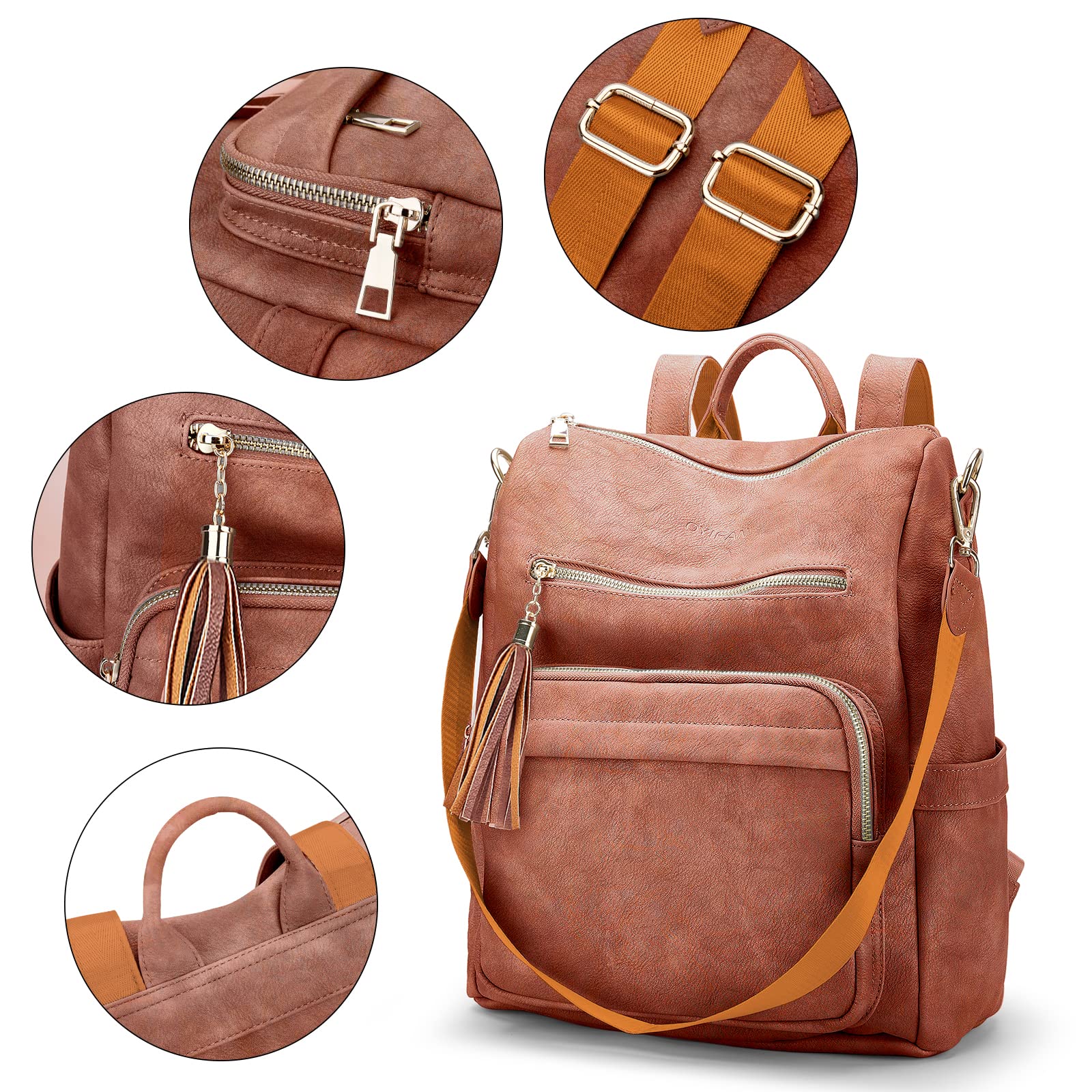 Oyifan Diaper Bag for Women - Stylish Multifunctional Leather Backpack Purse, Large Travel Shoulder Bag in Brown | Perfect for Moms, Nursing, Baby Essentials & On-the-Go Lifestyle