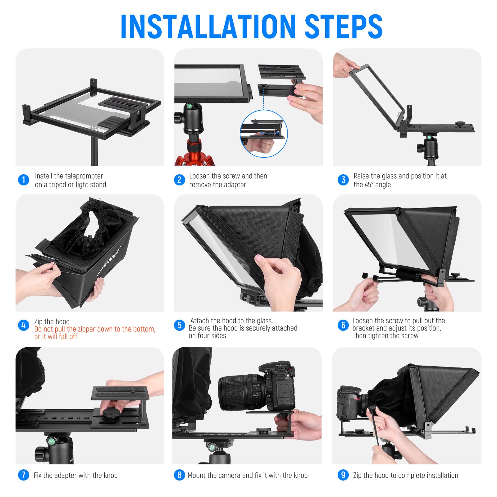 NEEWER X12 14-inch Aluminum Alloy Teleprompter for iPad, Tablet & Smartphone - Remote Control Included with Carry Case - iOS/Android Compatible for Online Teaching, Vlogging, Live Streaming & Video Conferencing