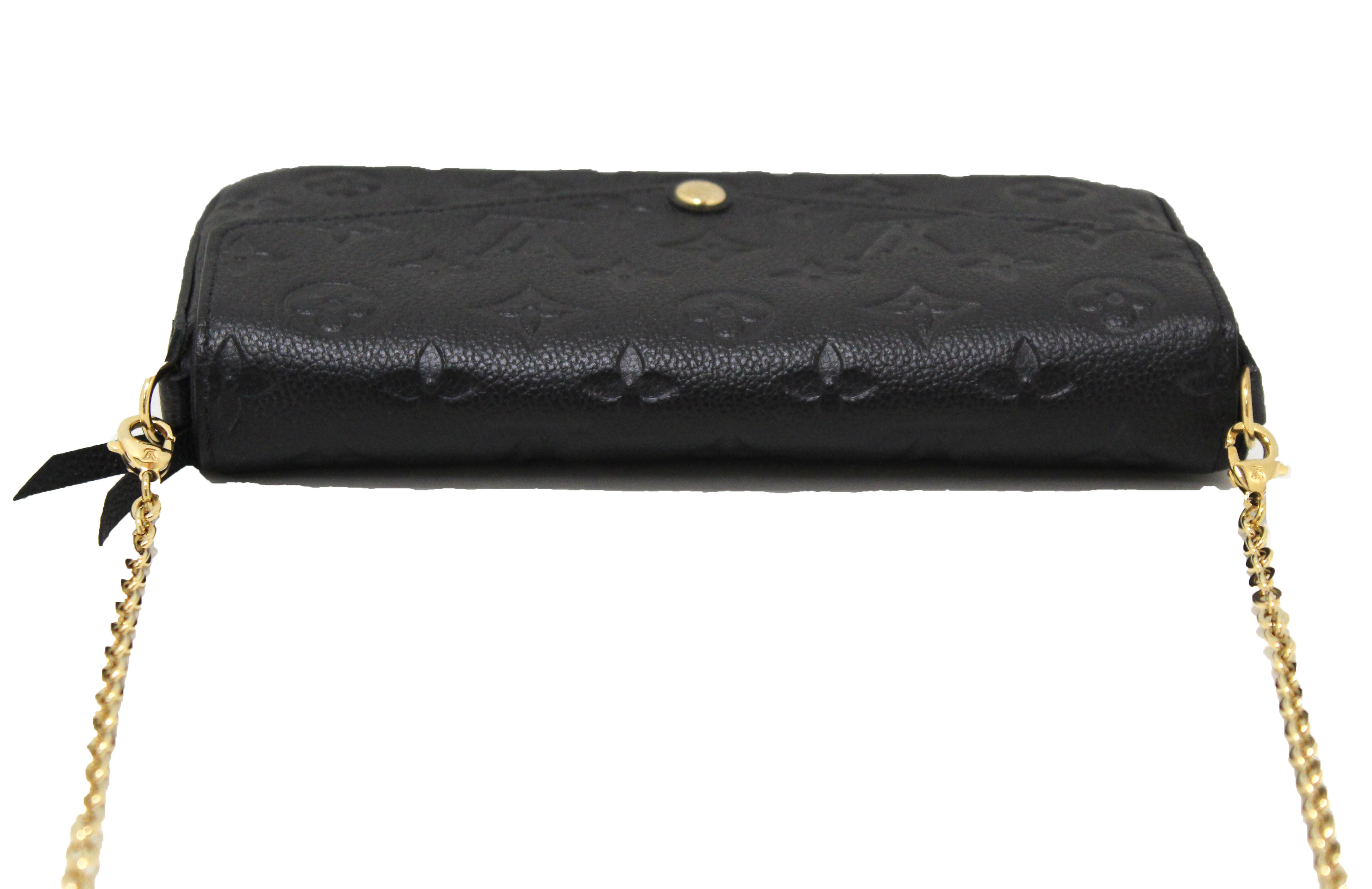 Authentic Louis Vuitton Black Monogram Empreinte Felicie Pochette Crossbody Bag - Luxury Designer Wallet on Chain for Women, Perfect for Evening Events & Daily Use