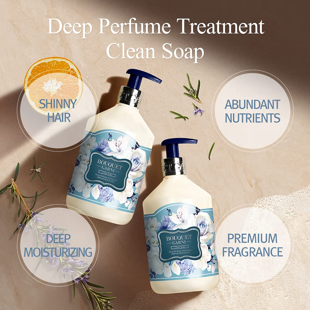 Bouquet Garni Treatment Clean Soap - Long Lasting Fragrance Natural Hair Conditioner with Argan Oil & Protein Amino - 16.9 Fl oz for Soft, Soothing Scalp & Hair Cleansing - Perfect for Daily Hair Care & Damaged Hair Repair