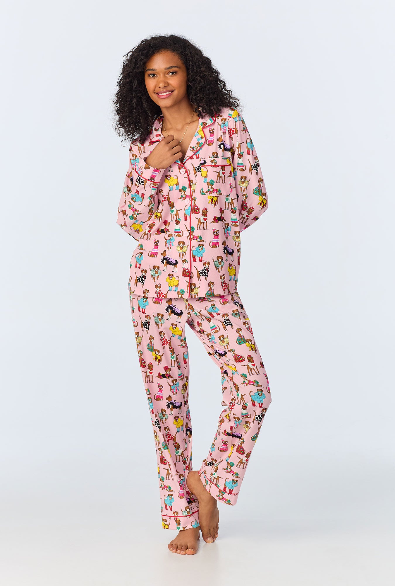 Bedhead x Bronwyn Newport Women's Chic Boxer & Long Sleeve Classic Stretch Jersey Pajama Set | Soft Sleepwear for Cozy Nights & Lounge Wear