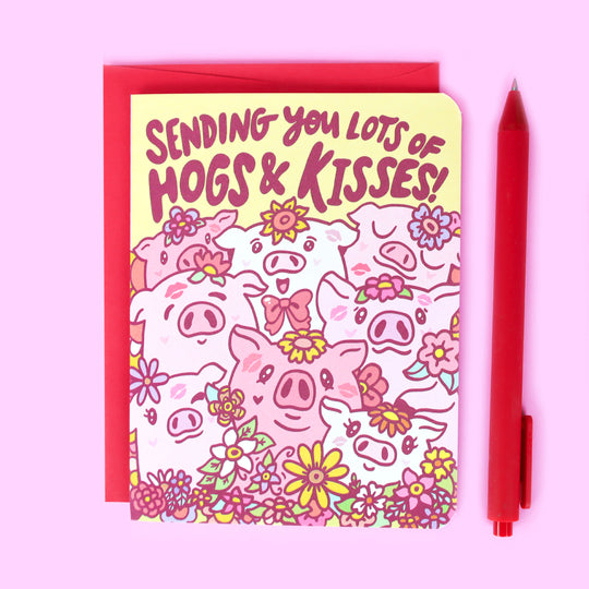 Funny Hogs and Kisses Greeting Card - Perfect for Valentine's Day, Anniversary & Romantic Occasions | Turtle's Soup Collection