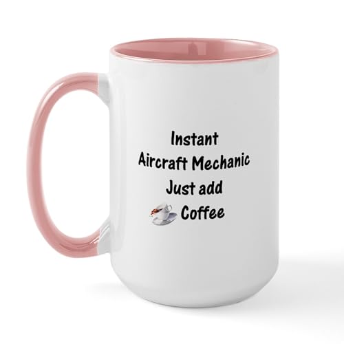 White/Pink Inside - Aircraft Mechanic Large Mug